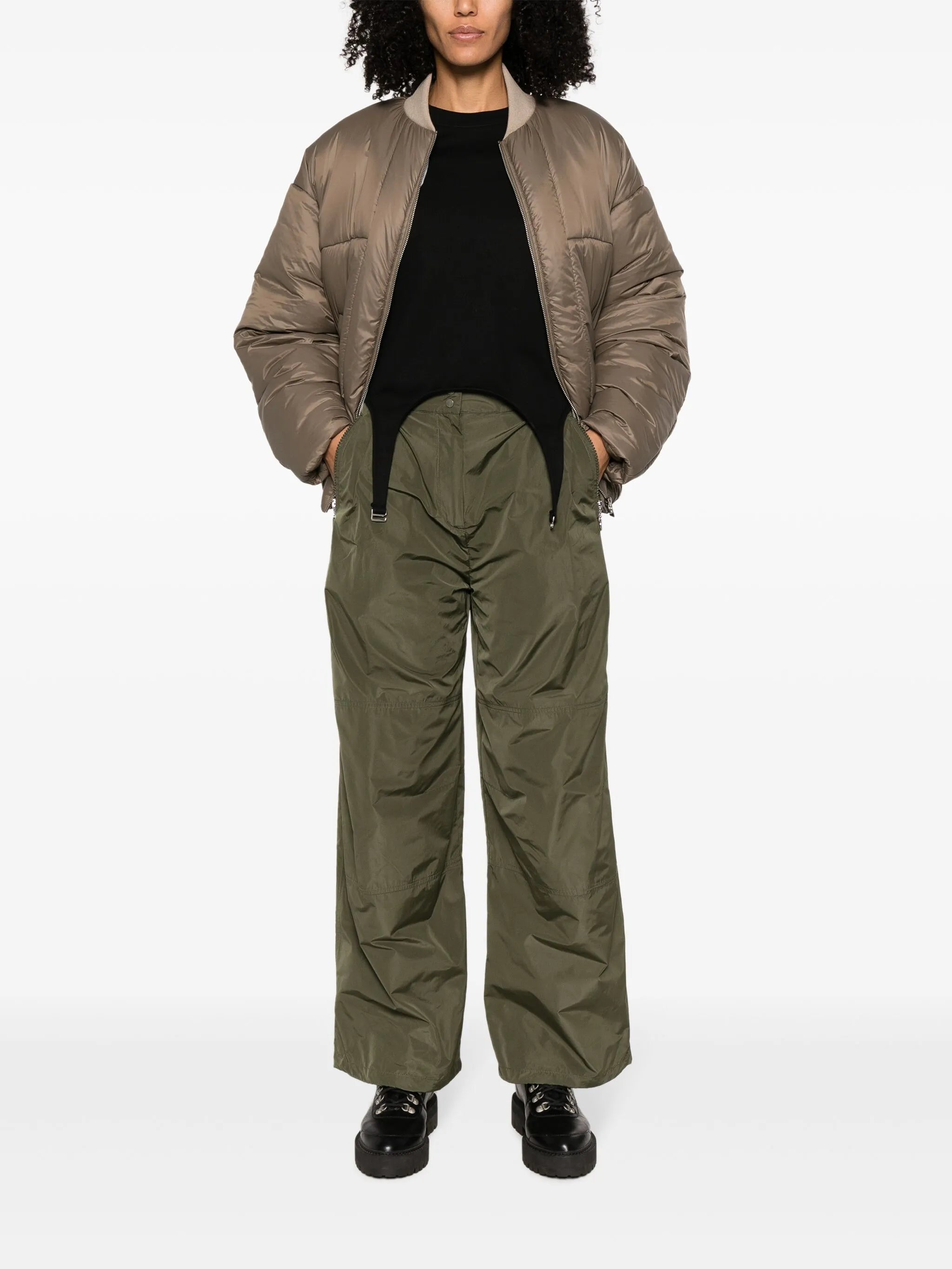 logo-patch lightweight flared trousers