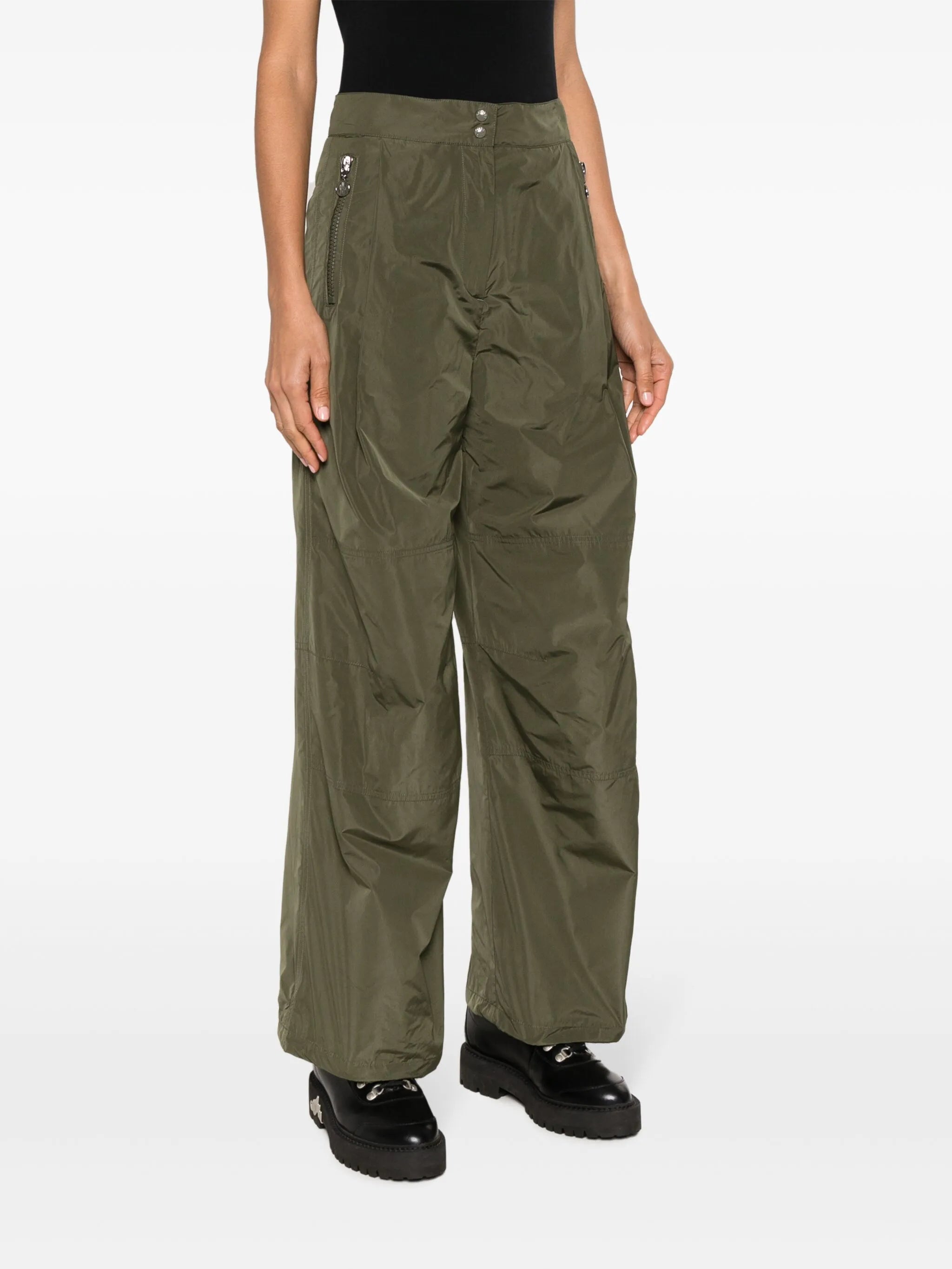 logo-patch lightweight flared trousers