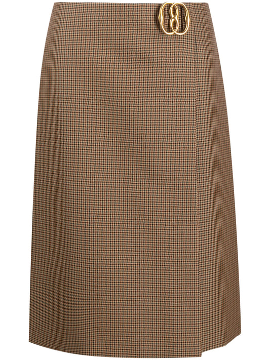 logo-plaque check-pattern skirt
