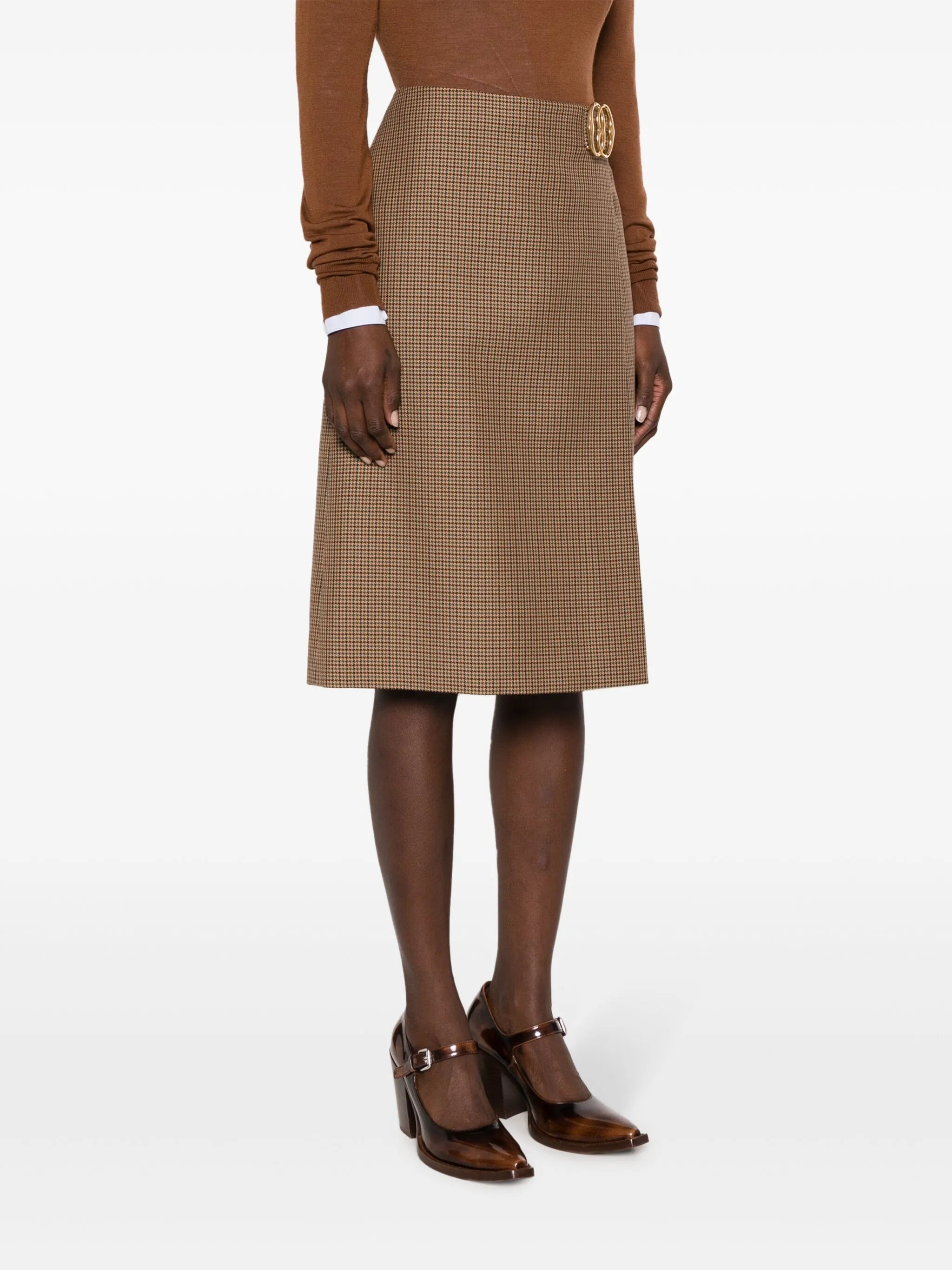 logo-plaque check-pattern skirt