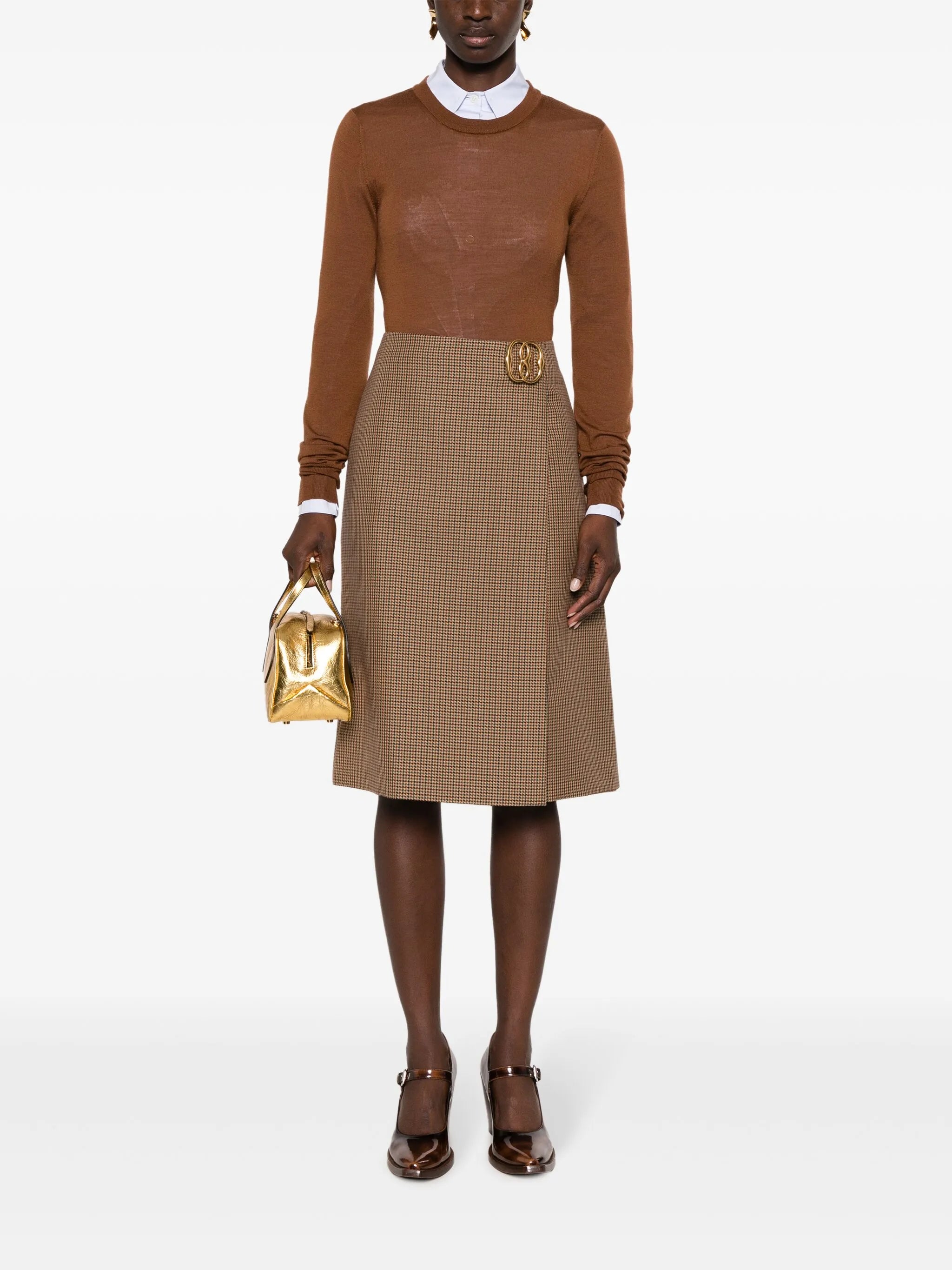 logo-plaque check-pattern skirt