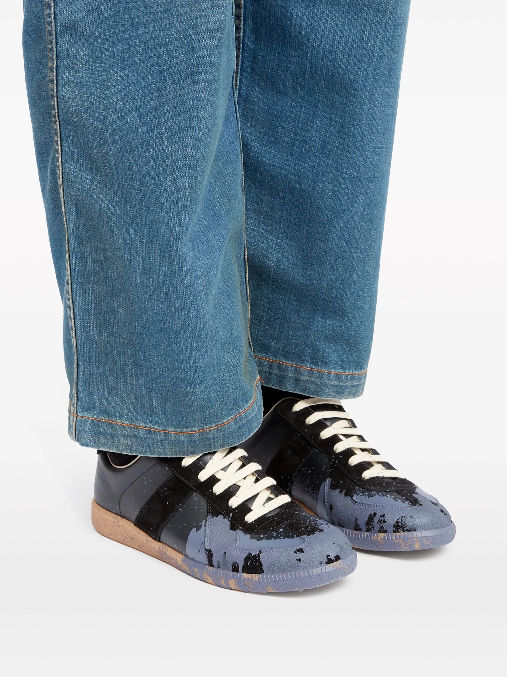 Paint Replica leather sneakers
