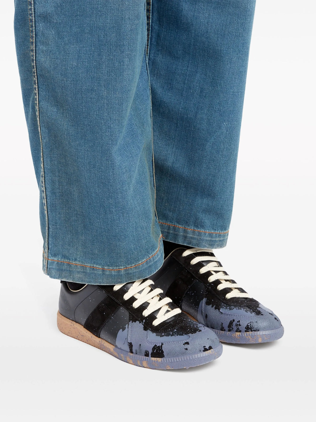 Paint Replica leather sneakers