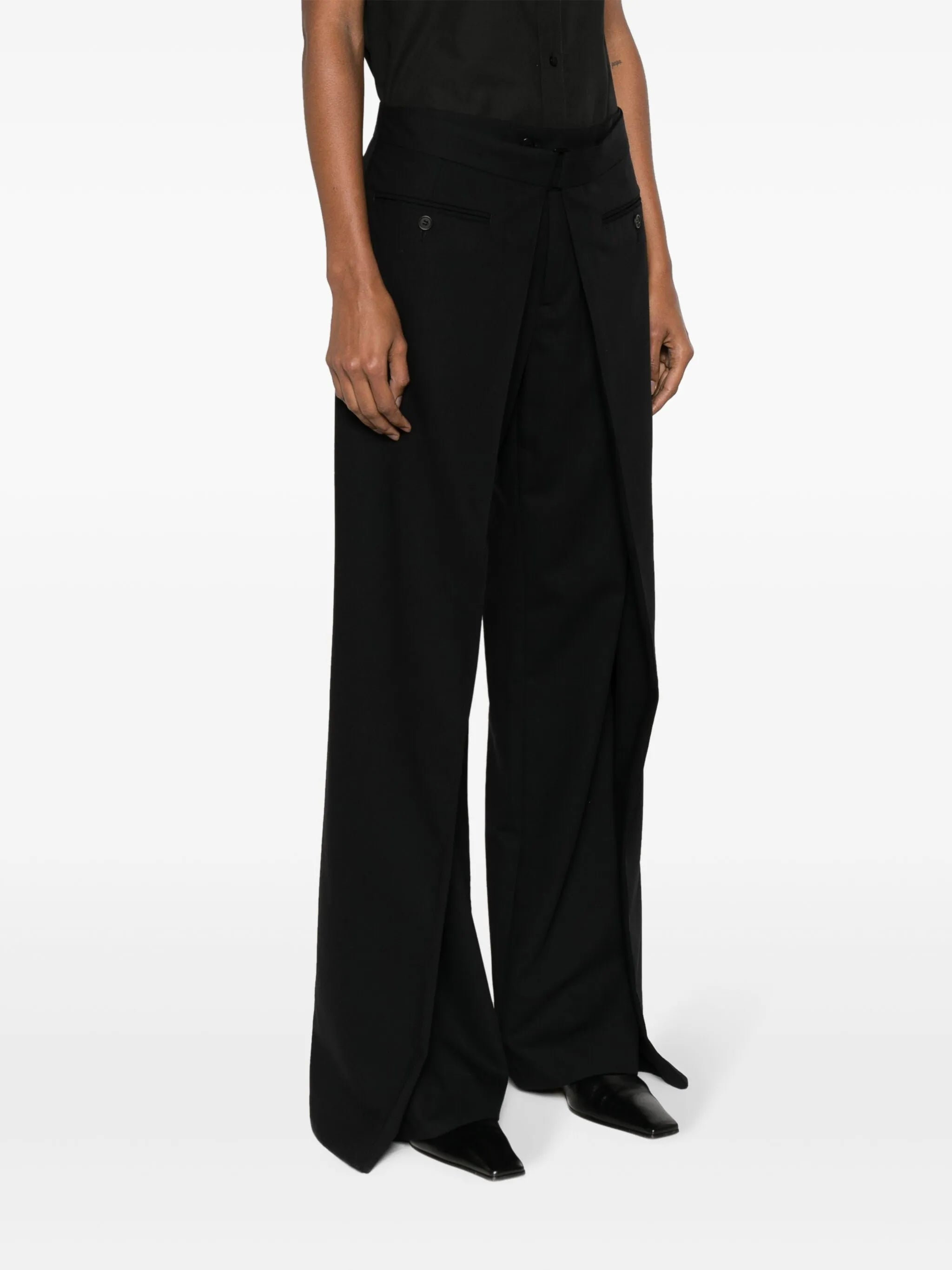 layered wool trousers