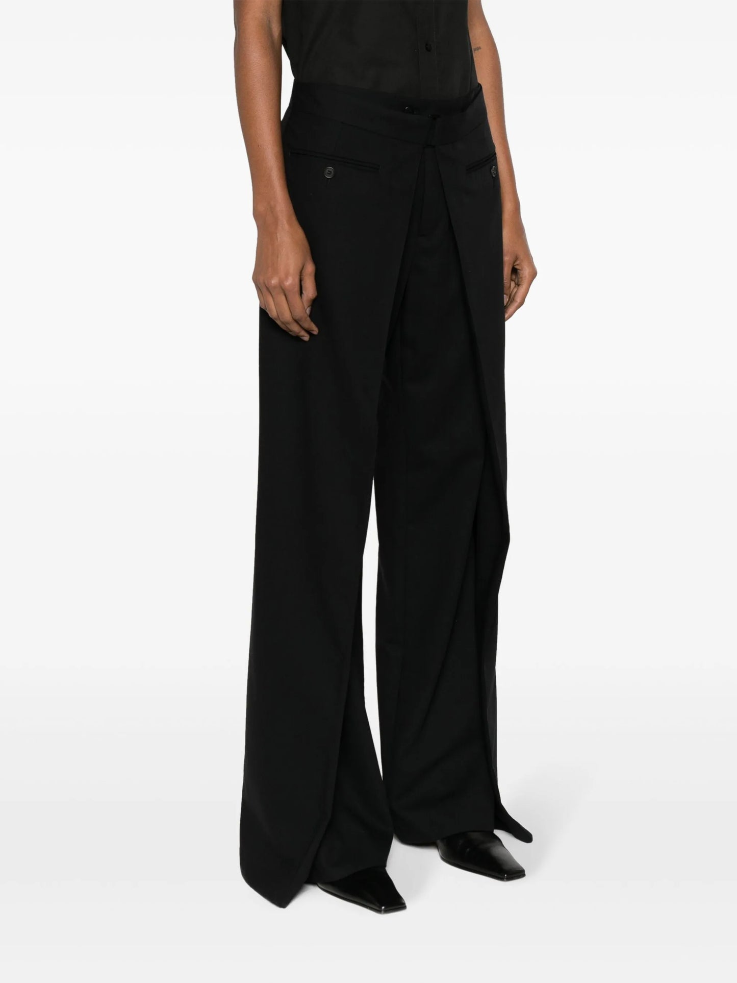 layered wool trousers