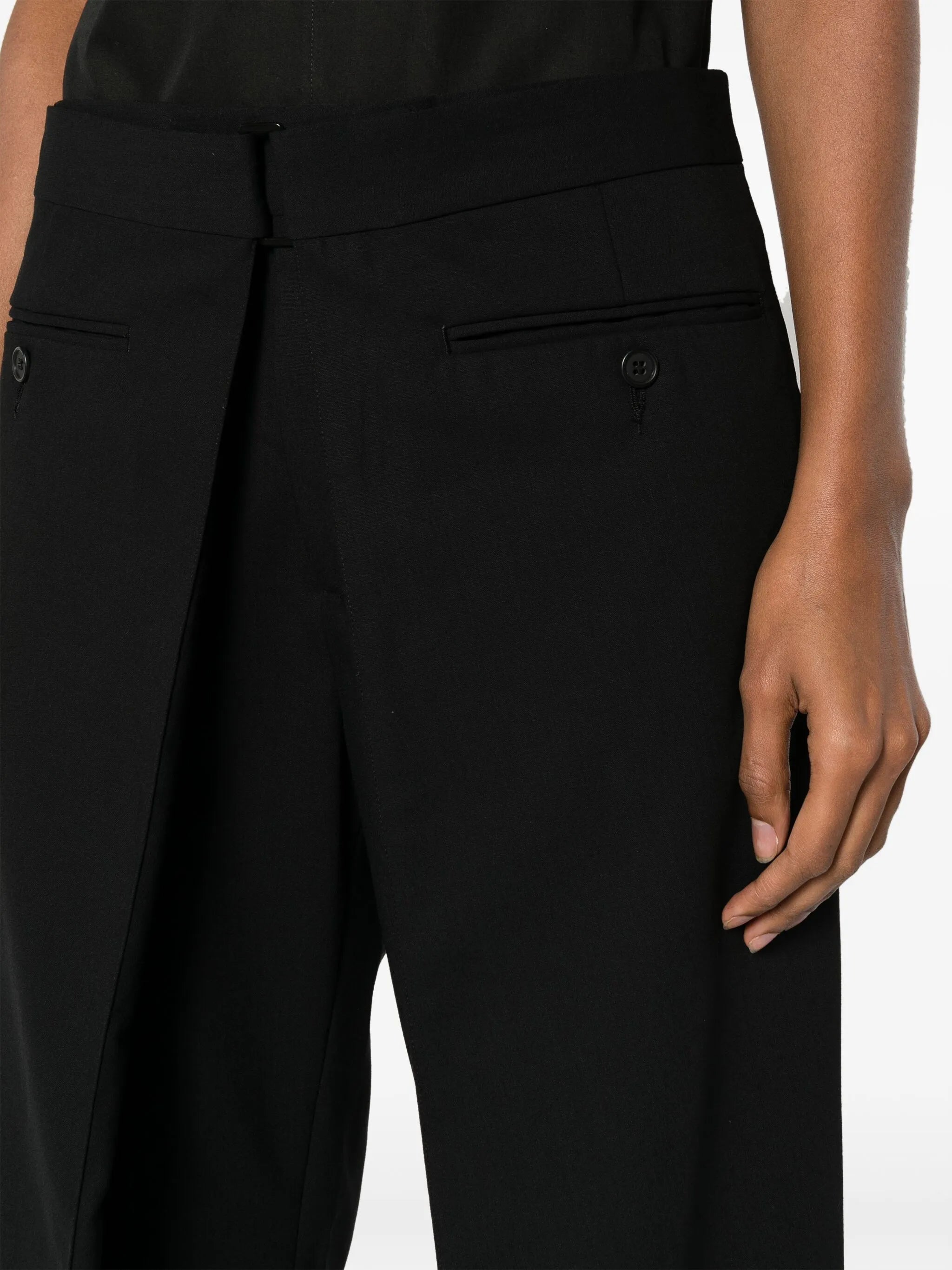 layered wool trousers