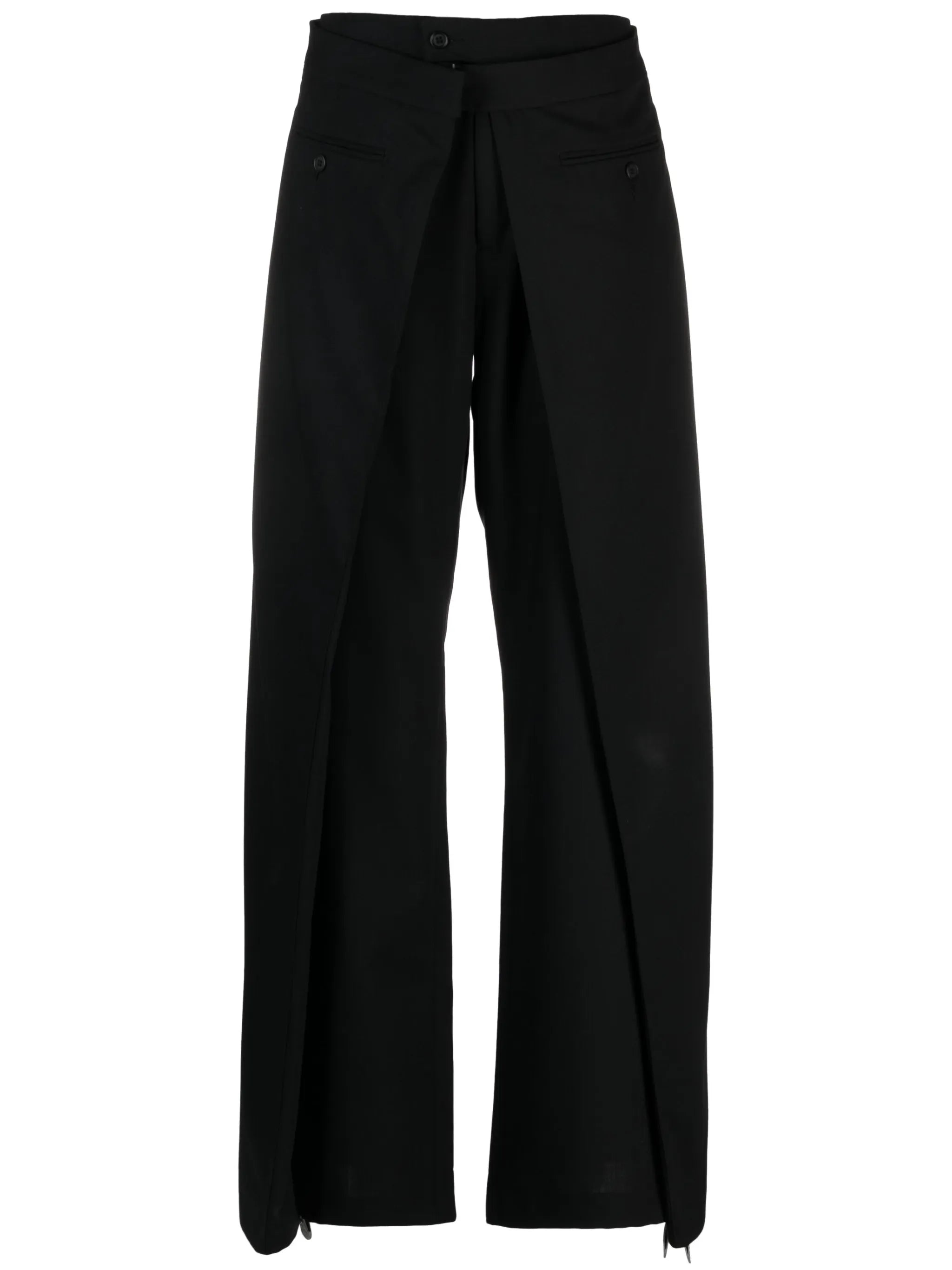 layered wool trousers