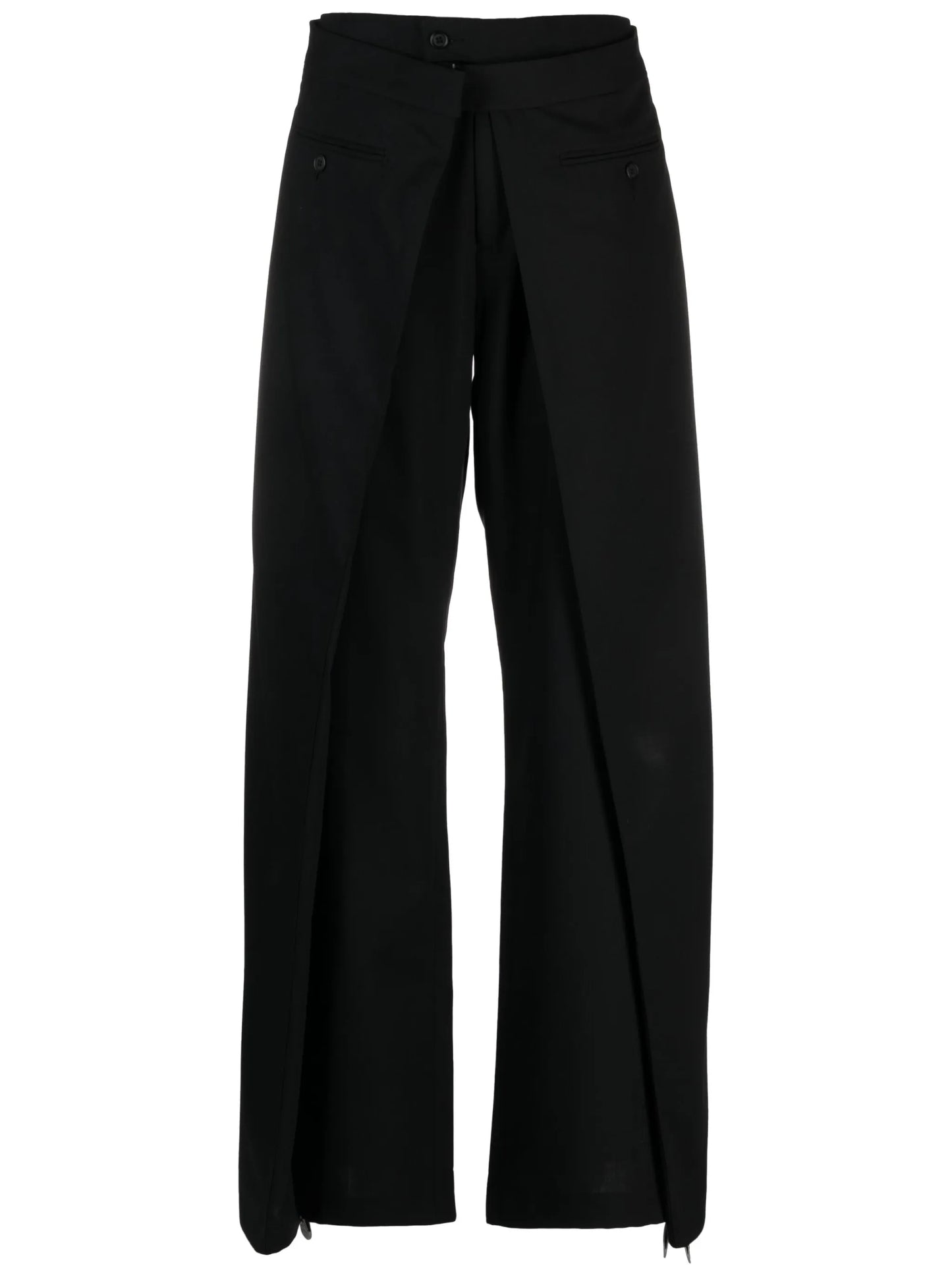 layered wool trousers