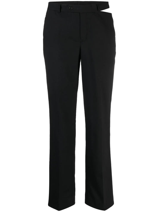straight-leg wool trousers