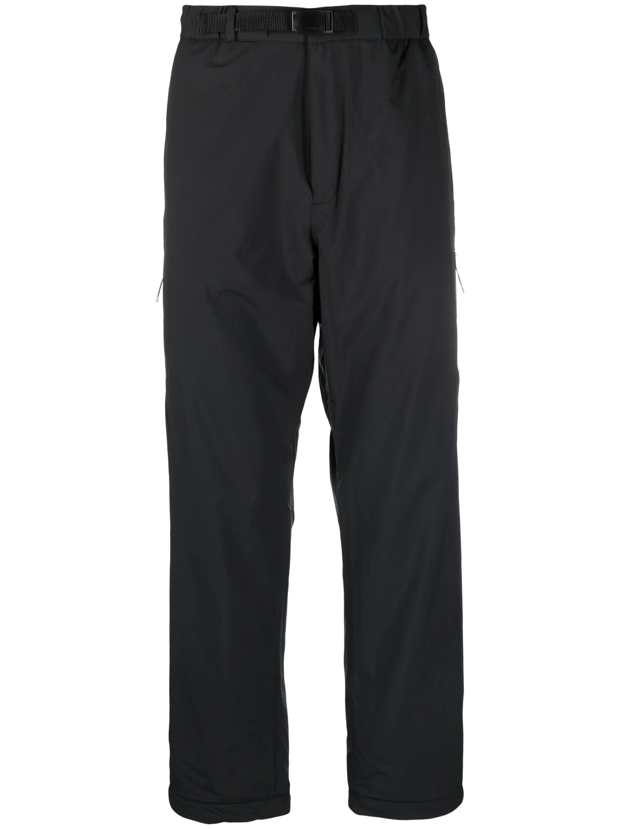 buckle-fastening straight-leg trousers