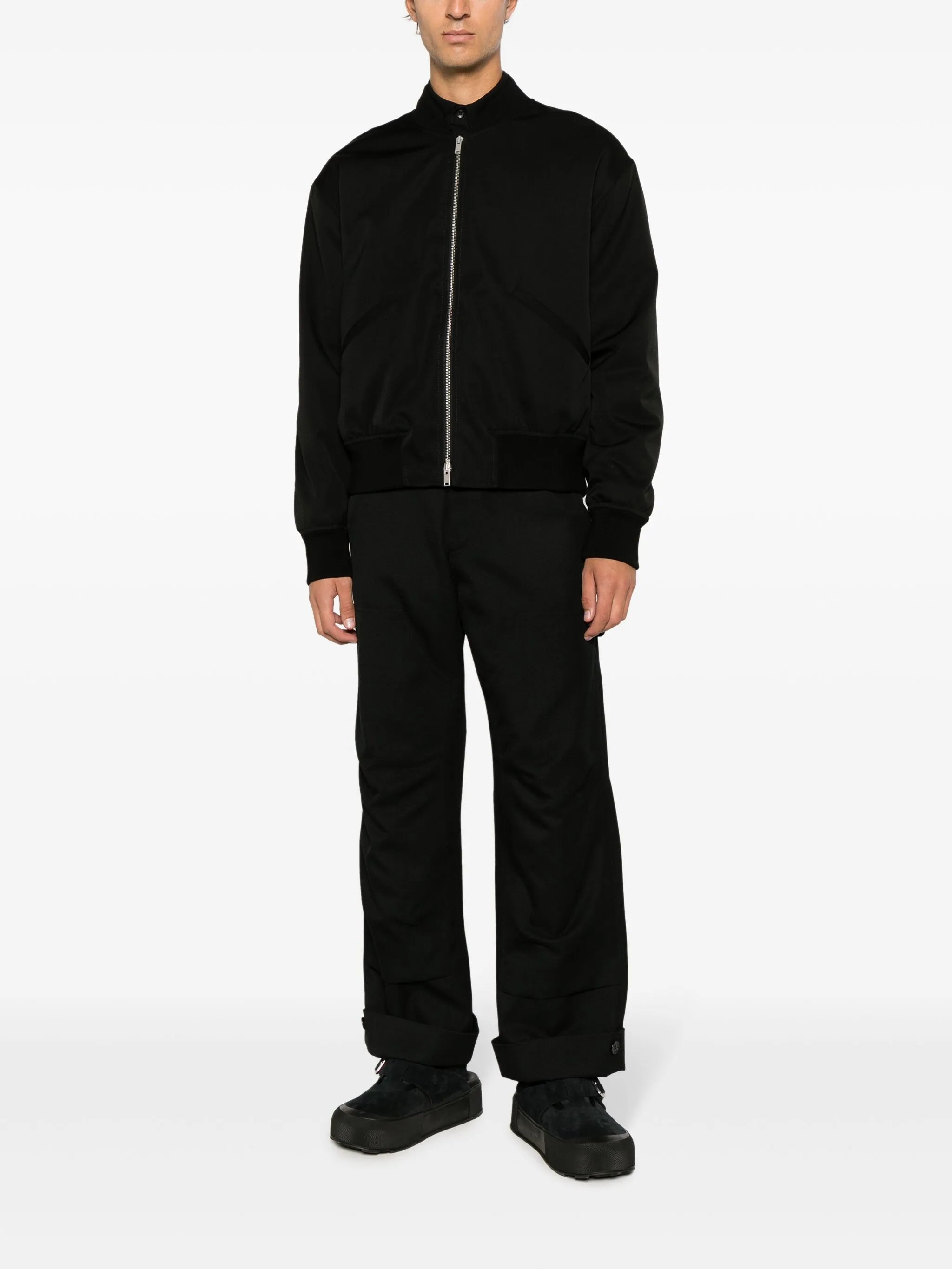 zip-up wool bomber jacket