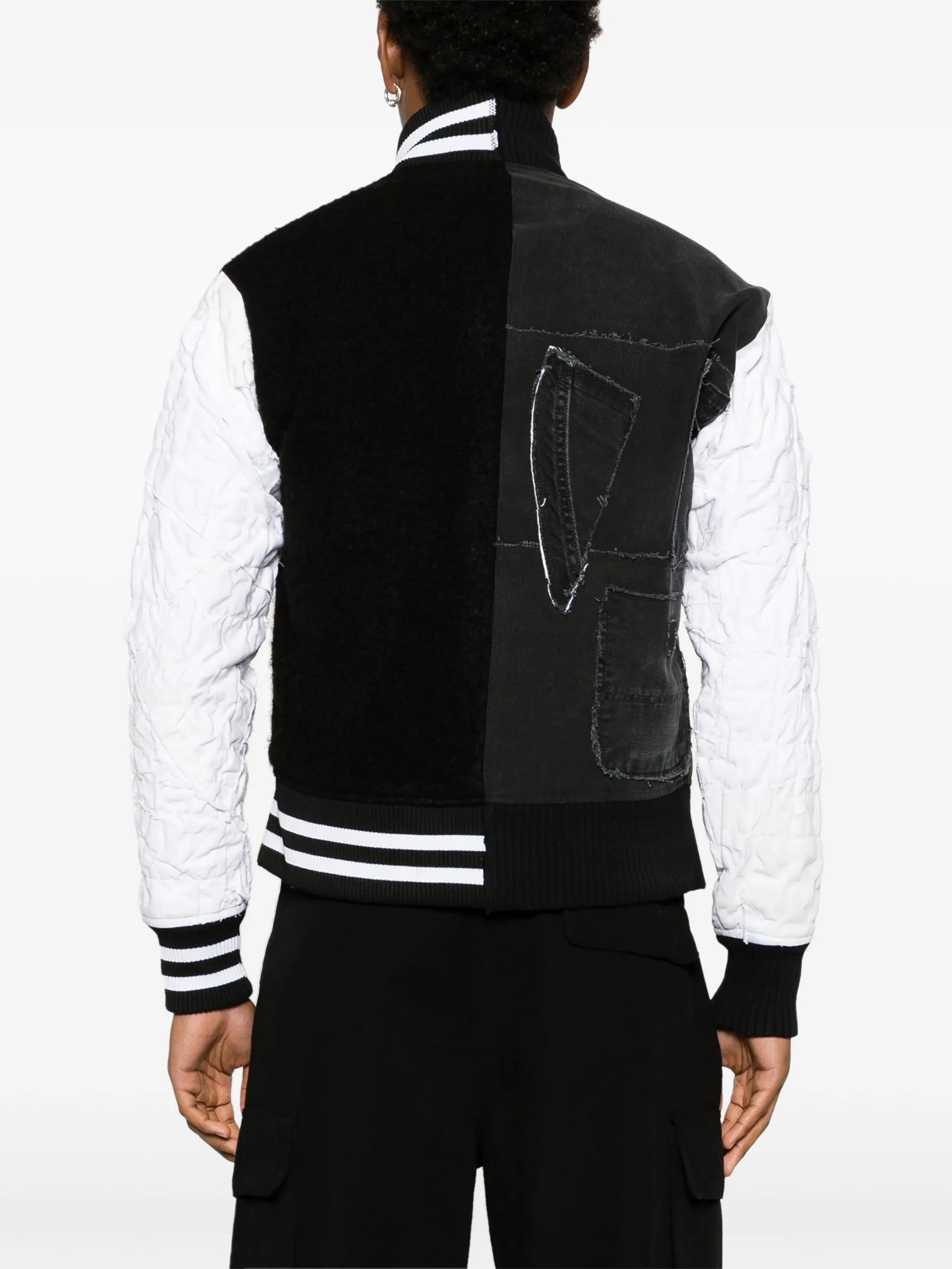 panelled wool-cotton bomber jacket