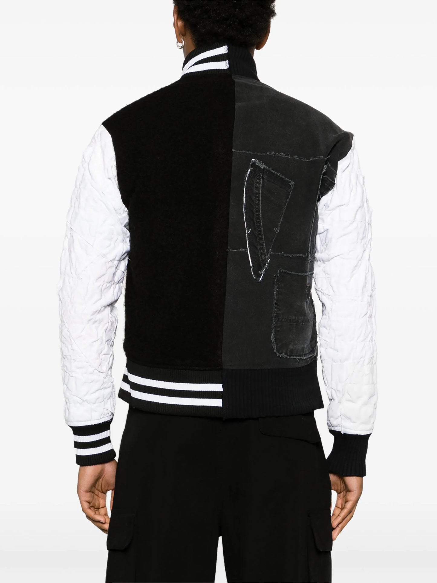 panelled wool-cotton bomber jacket