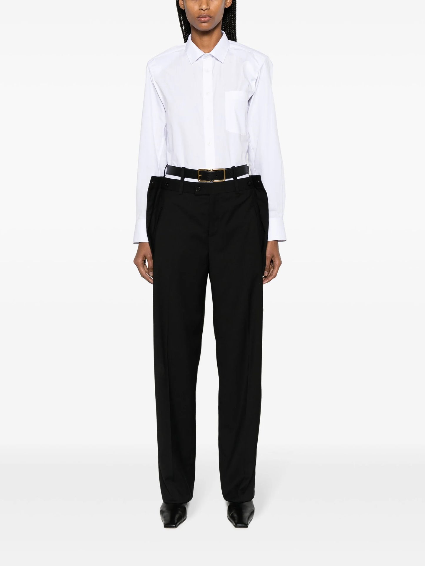 straight-leg wool trousers