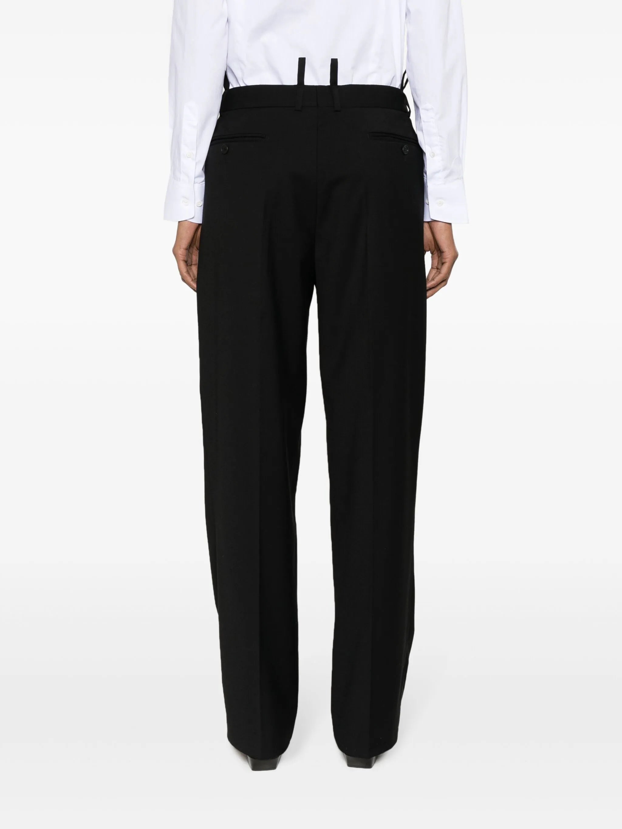 straight-leg wool trousers