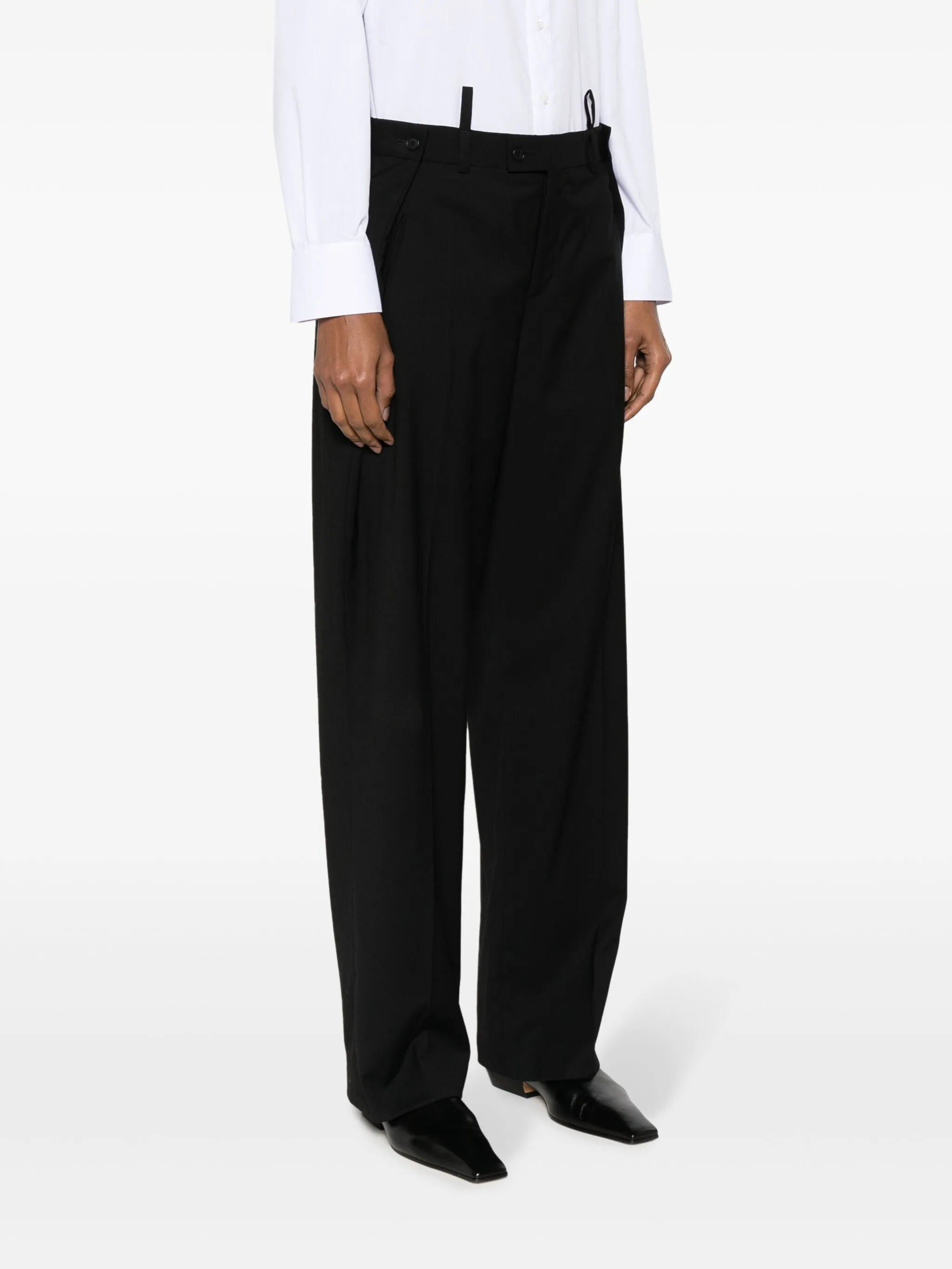 straight-leg wool trousers