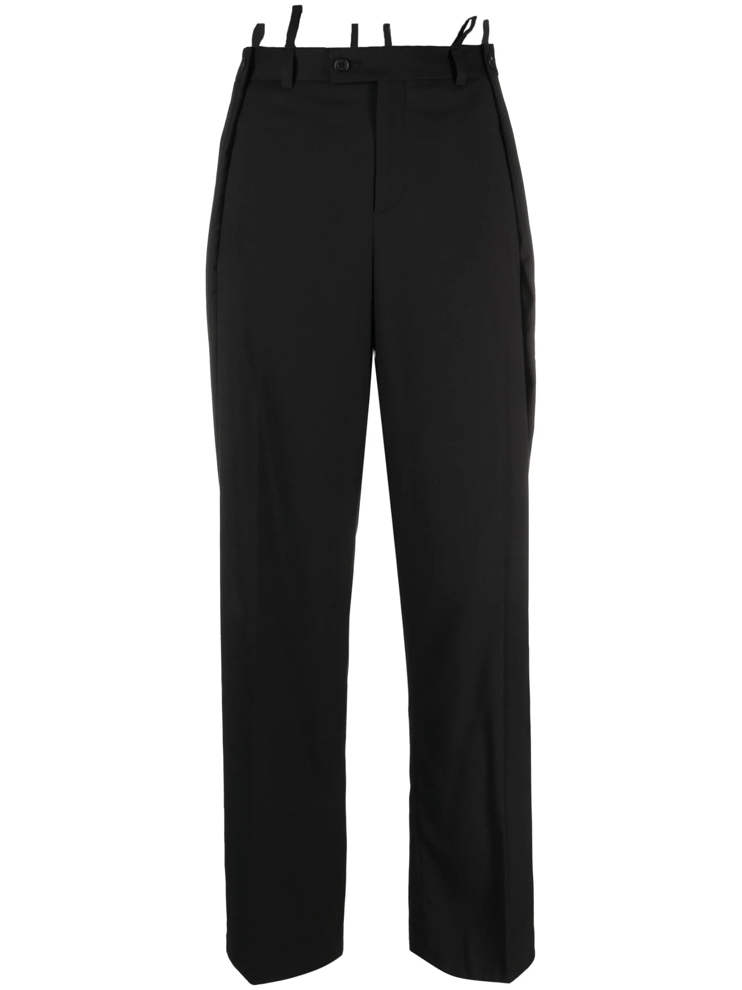 straight-leg wool trousers
