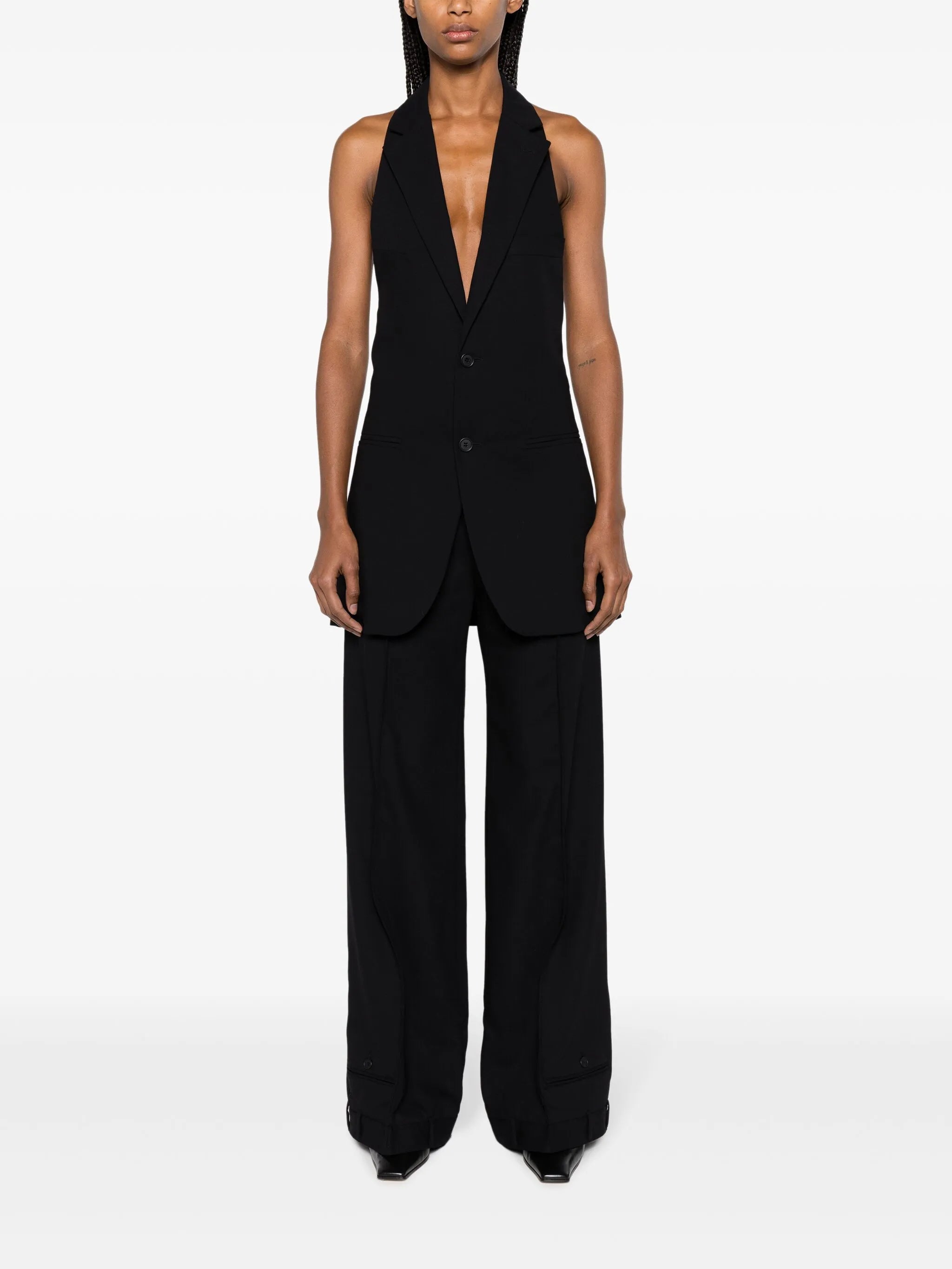 open-back wool waistcoat