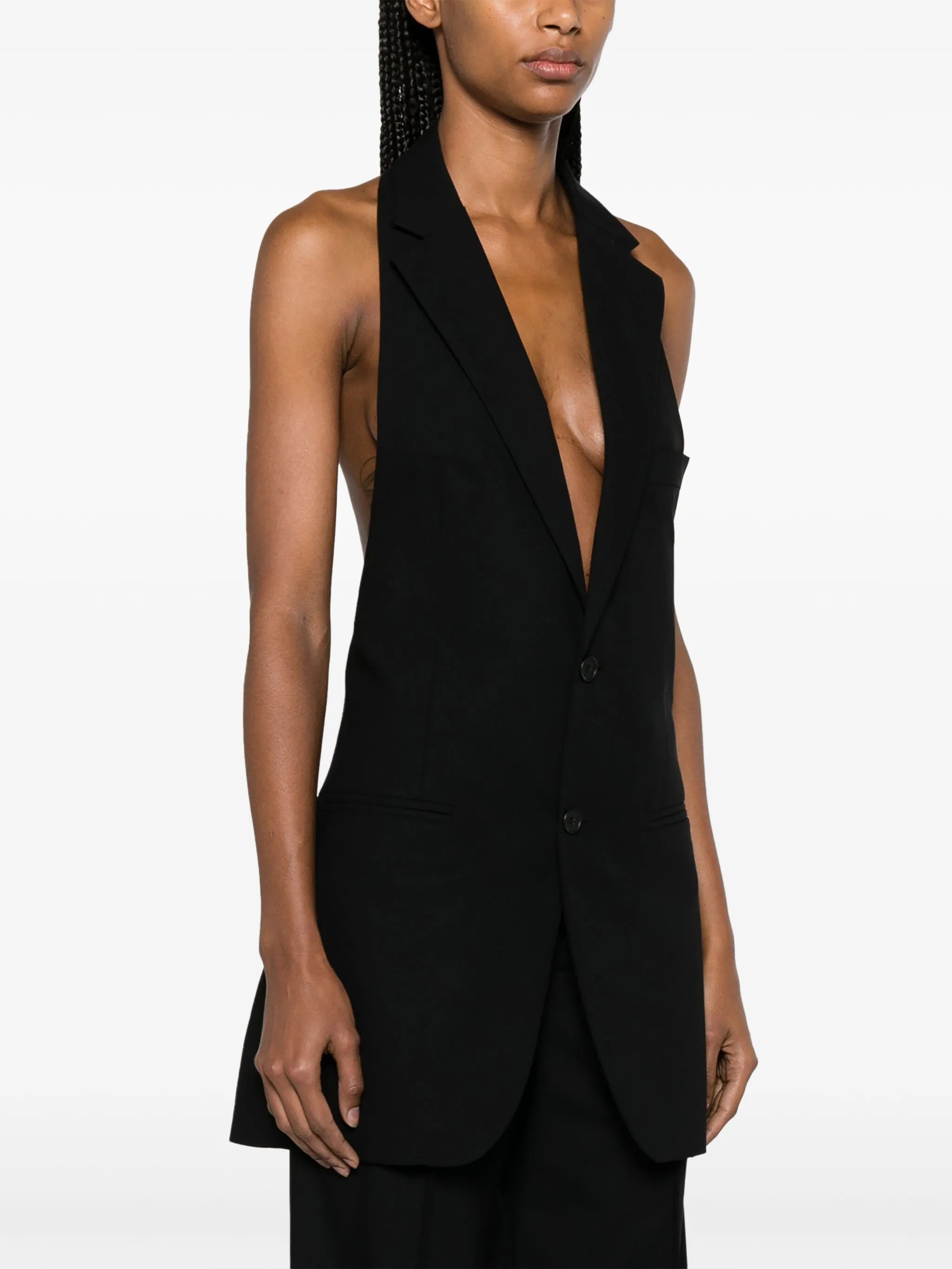 open-back wool waistcoat