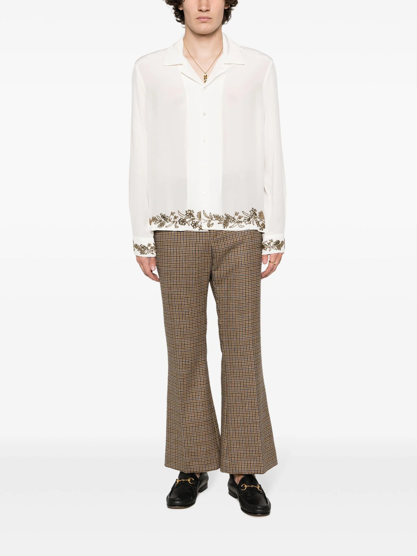 Wheat Flower beaded silk shirt
