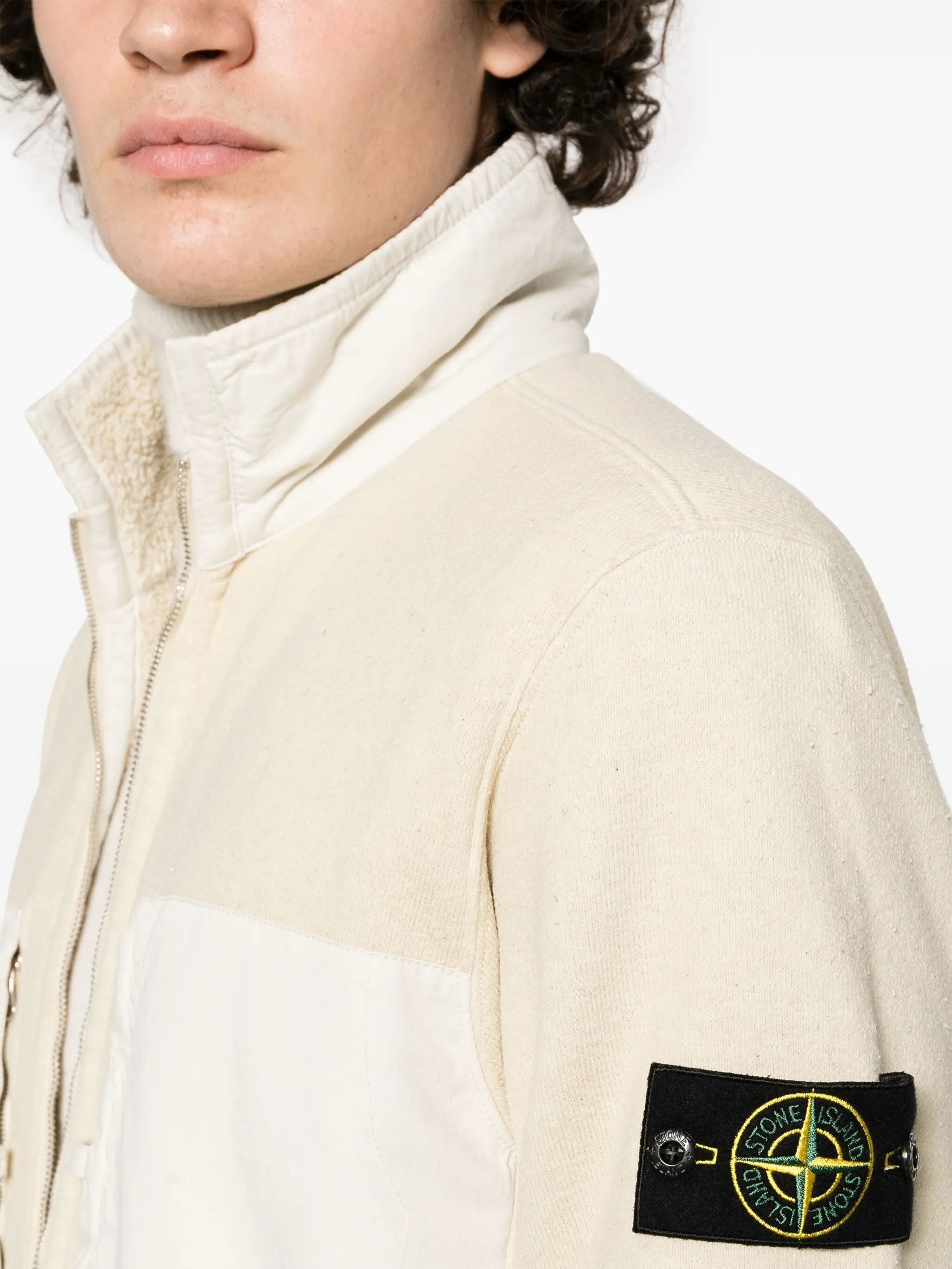 Compass-badge fleece-lined jacket