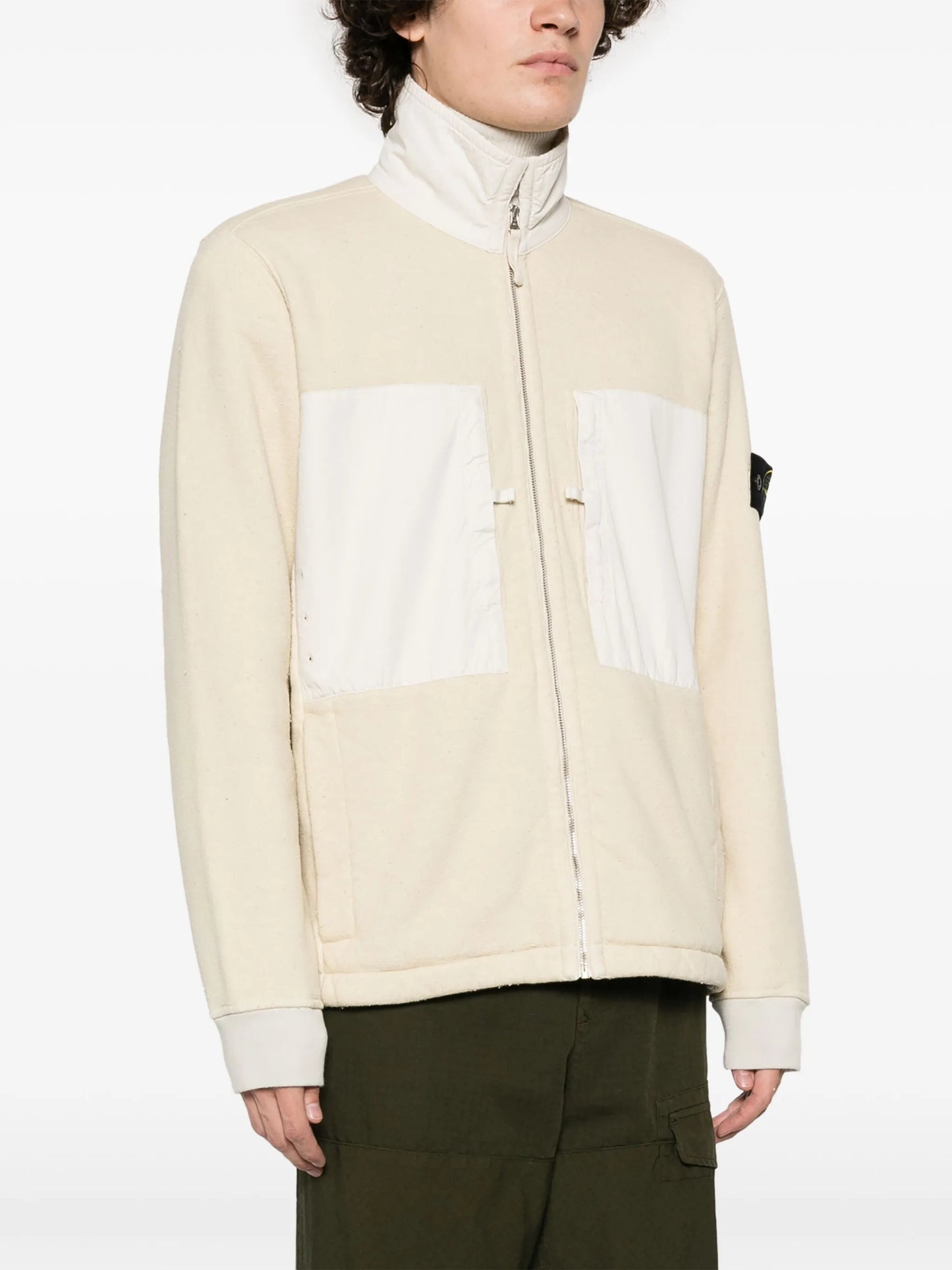 Compass-badge fleece-lined jacket