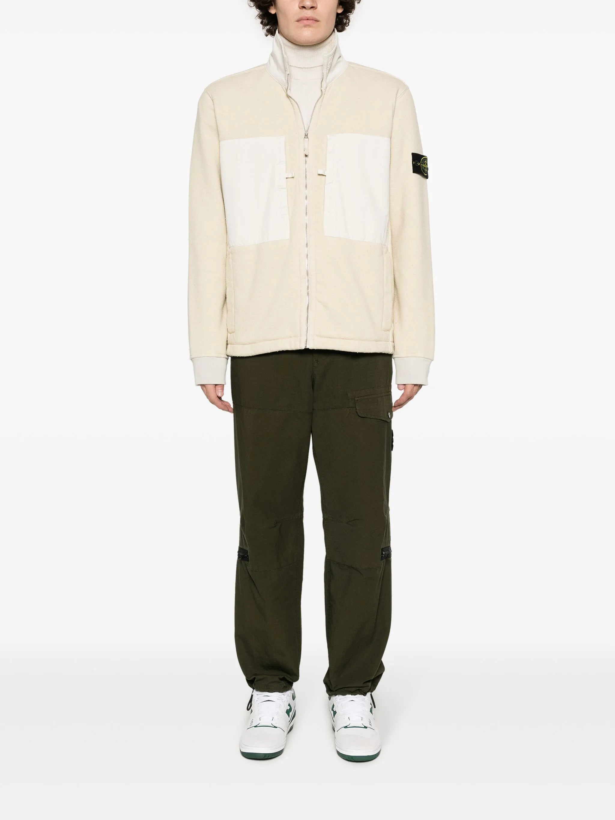Compass-badge fleece-lined jacket