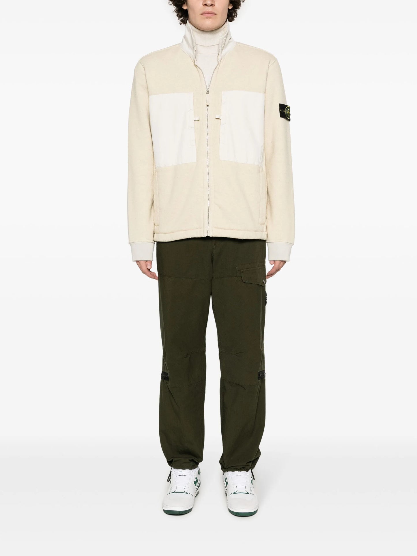 Compass-badge fleece-lined jacket