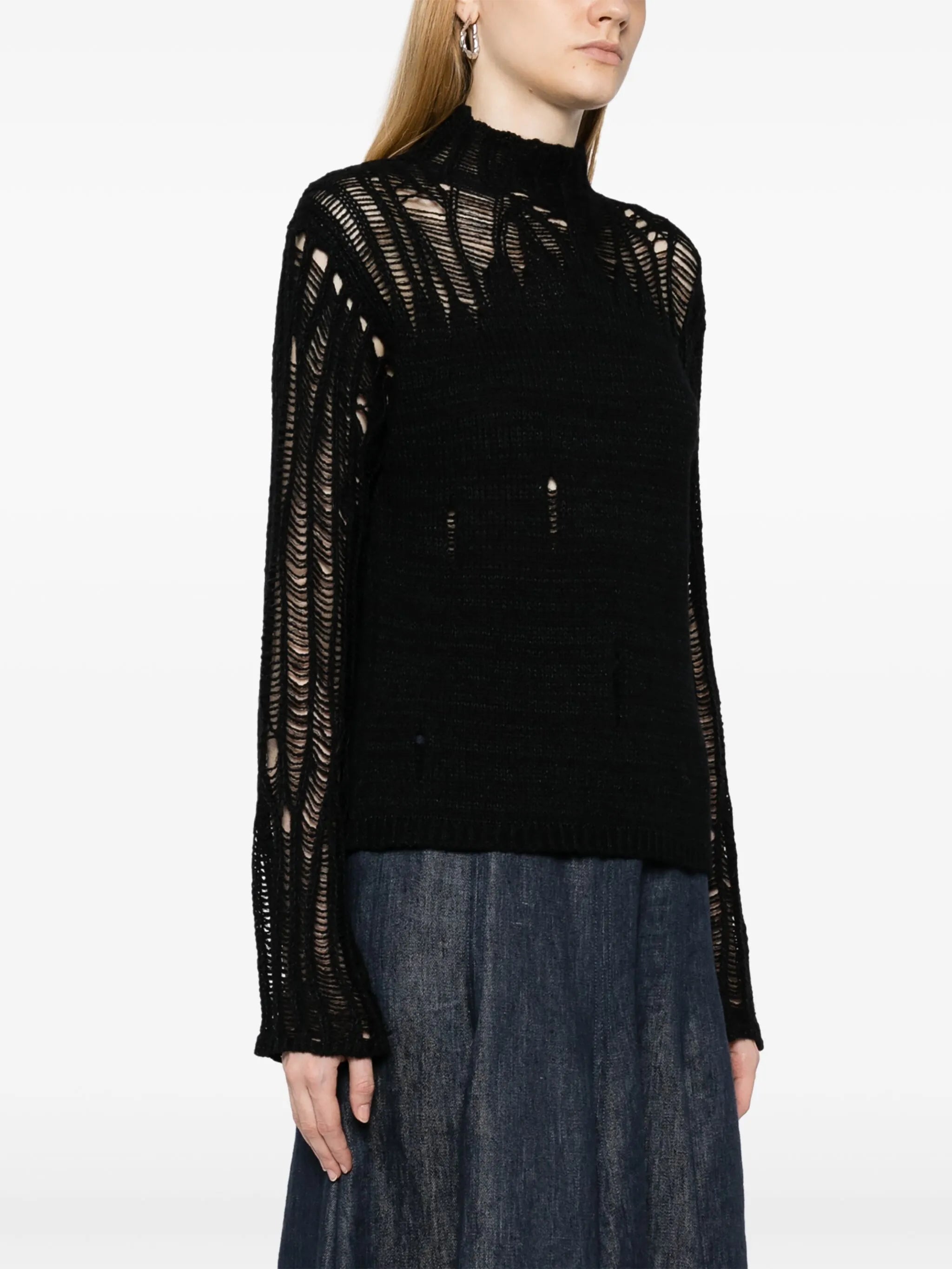 mock-neck gradient-effect jumper