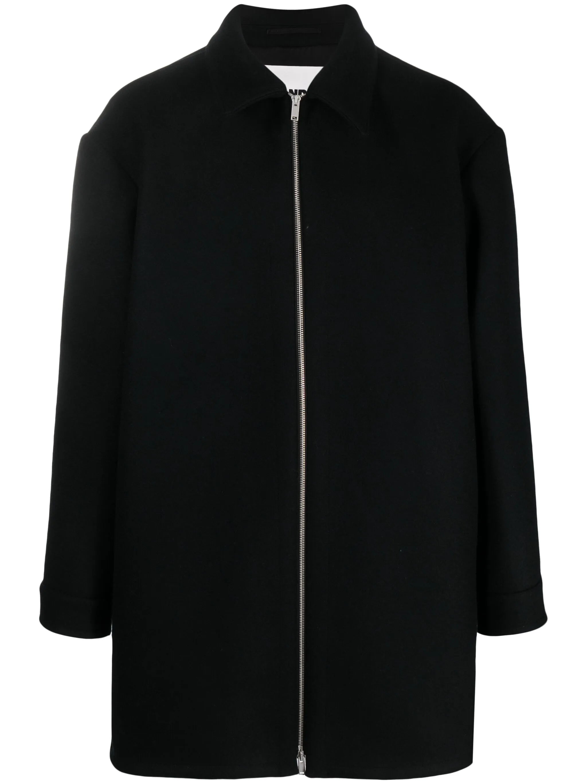 zip-up wool coat