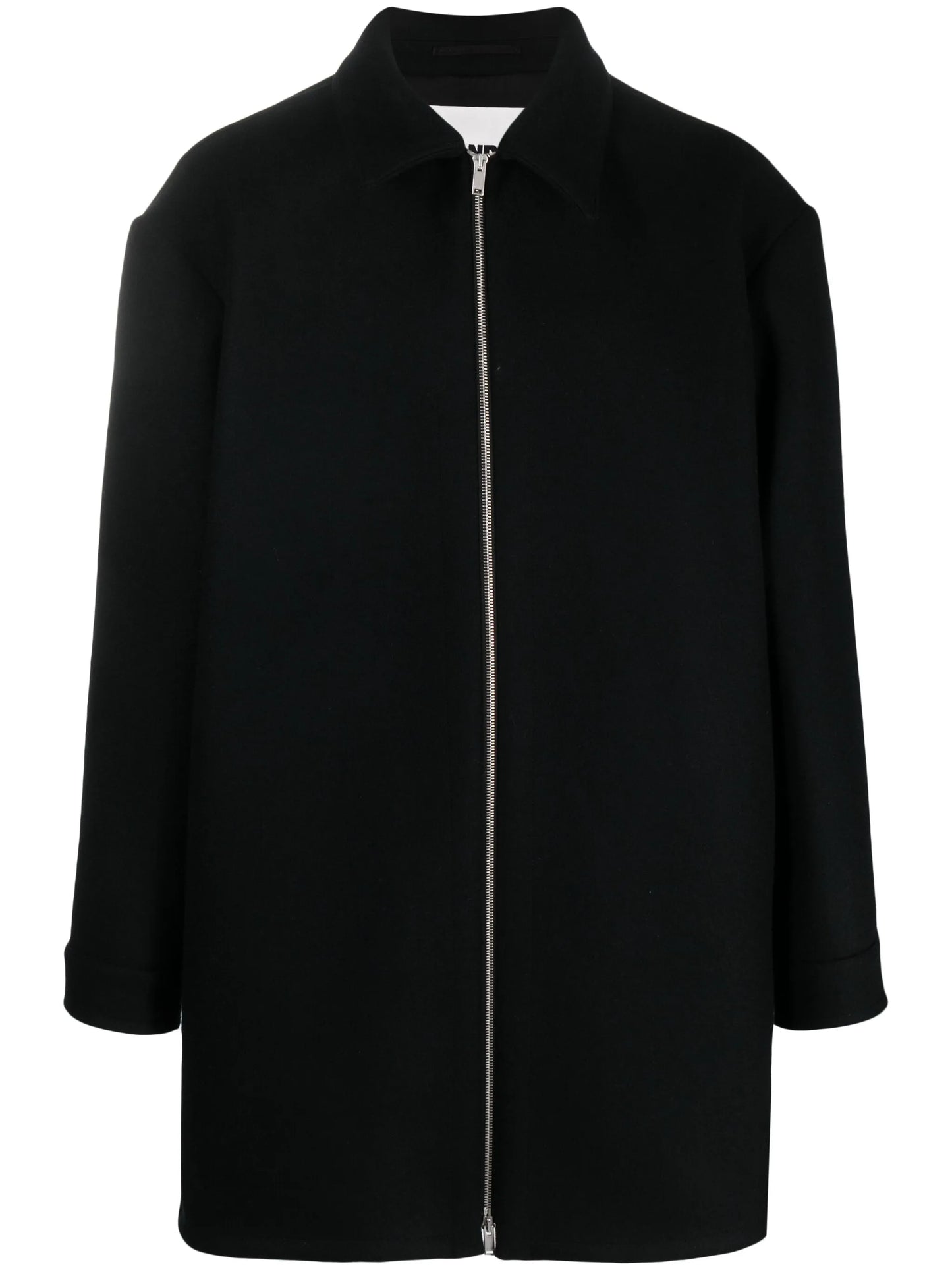 zip-up wool coat