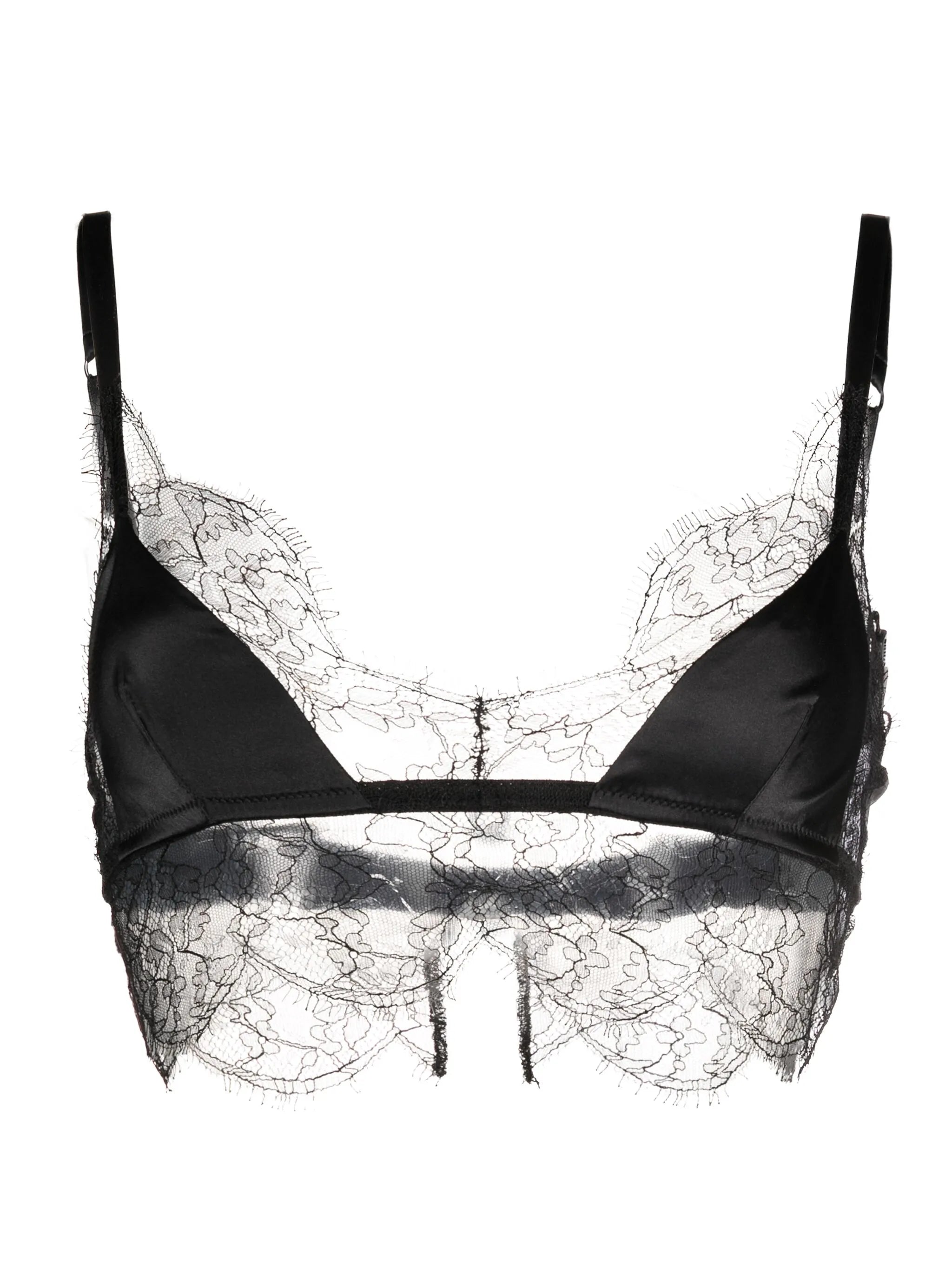 lace-trim satin bra