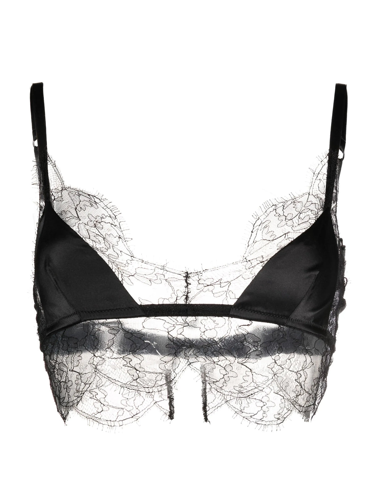 soft-cup satin bralette with lace detailing
