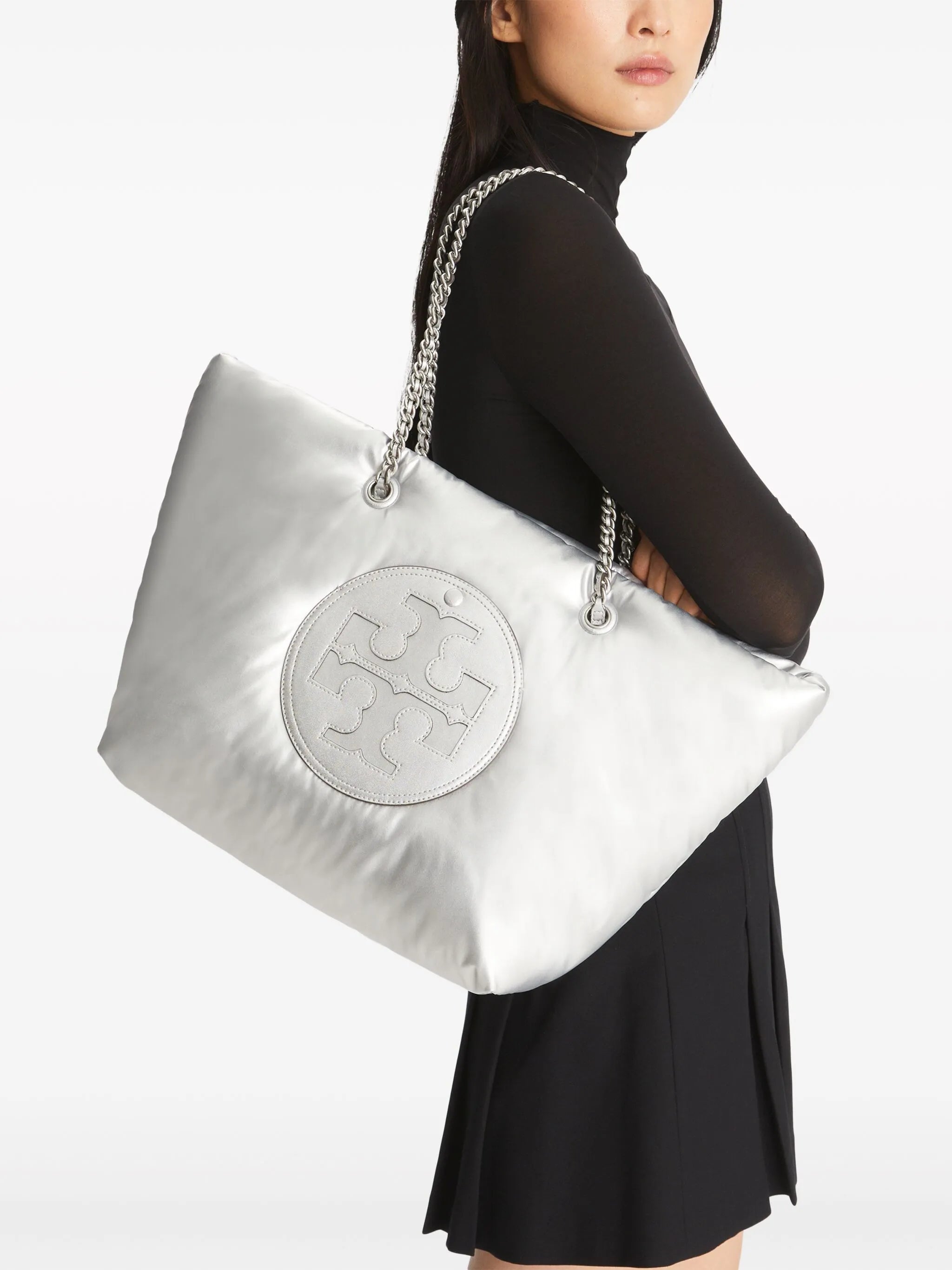 Ella Chain Soft metallic tote bag