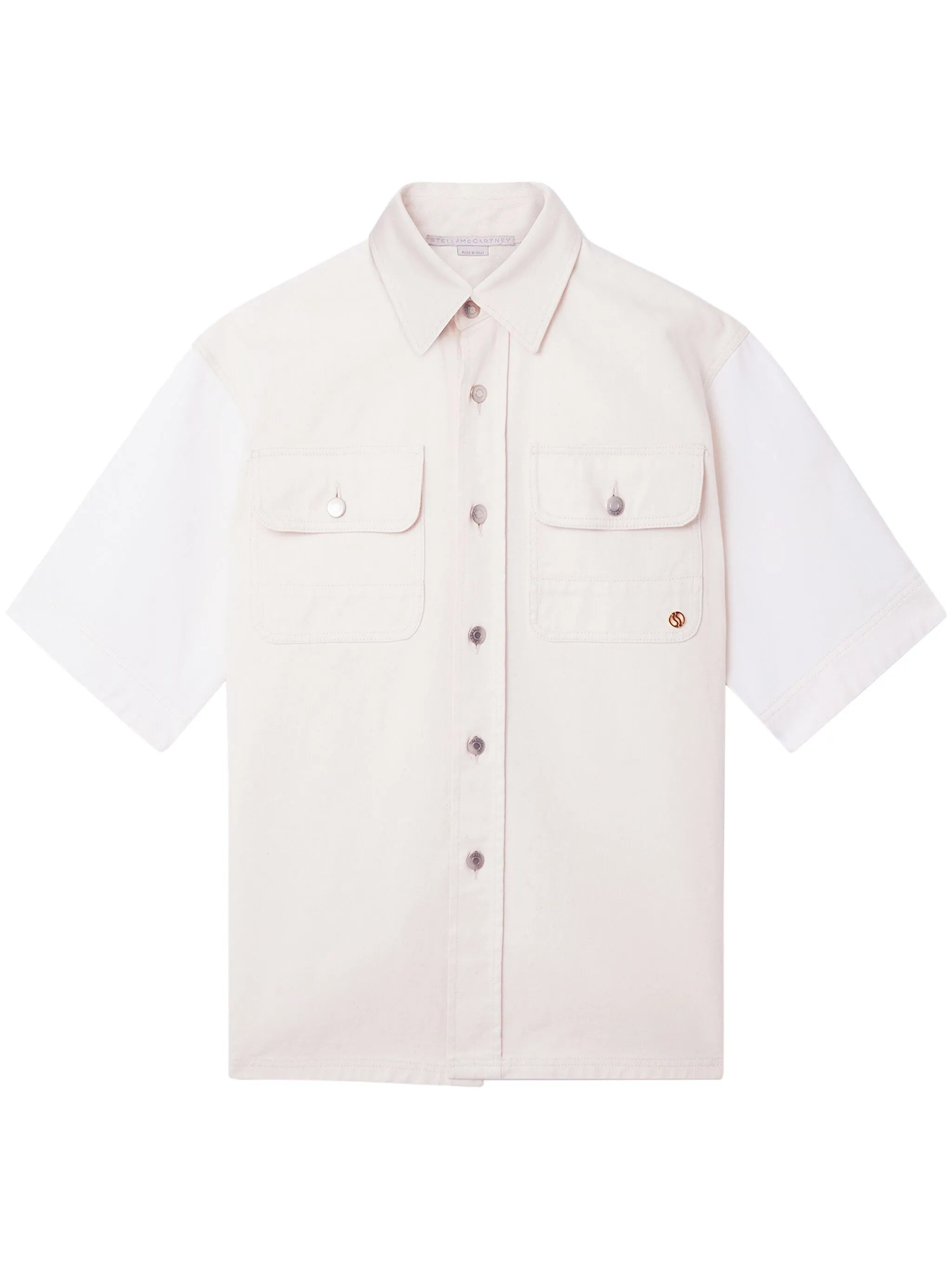 Utility short-sleeved denim shirt