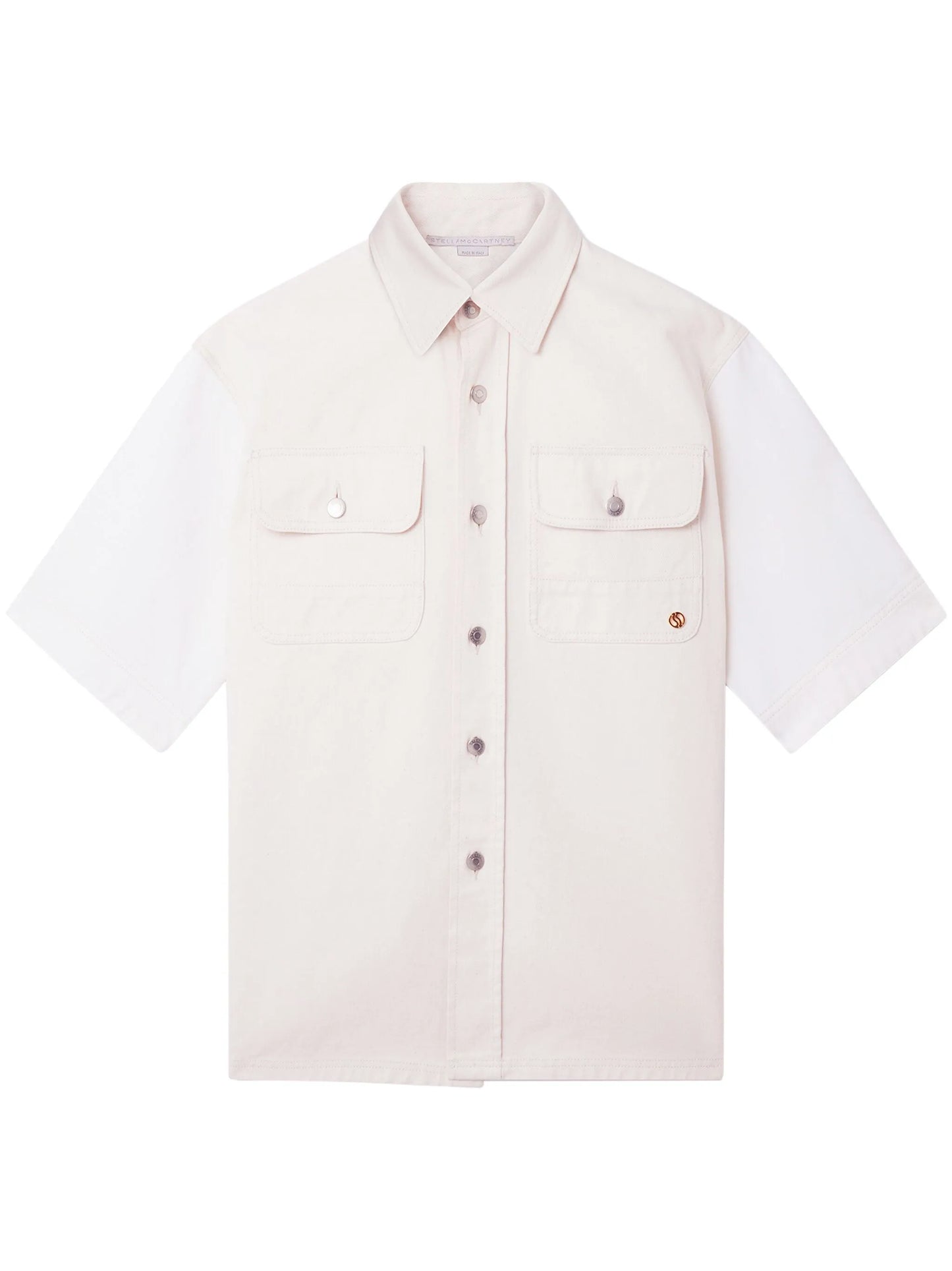 Utility short-sleeved denim shirt