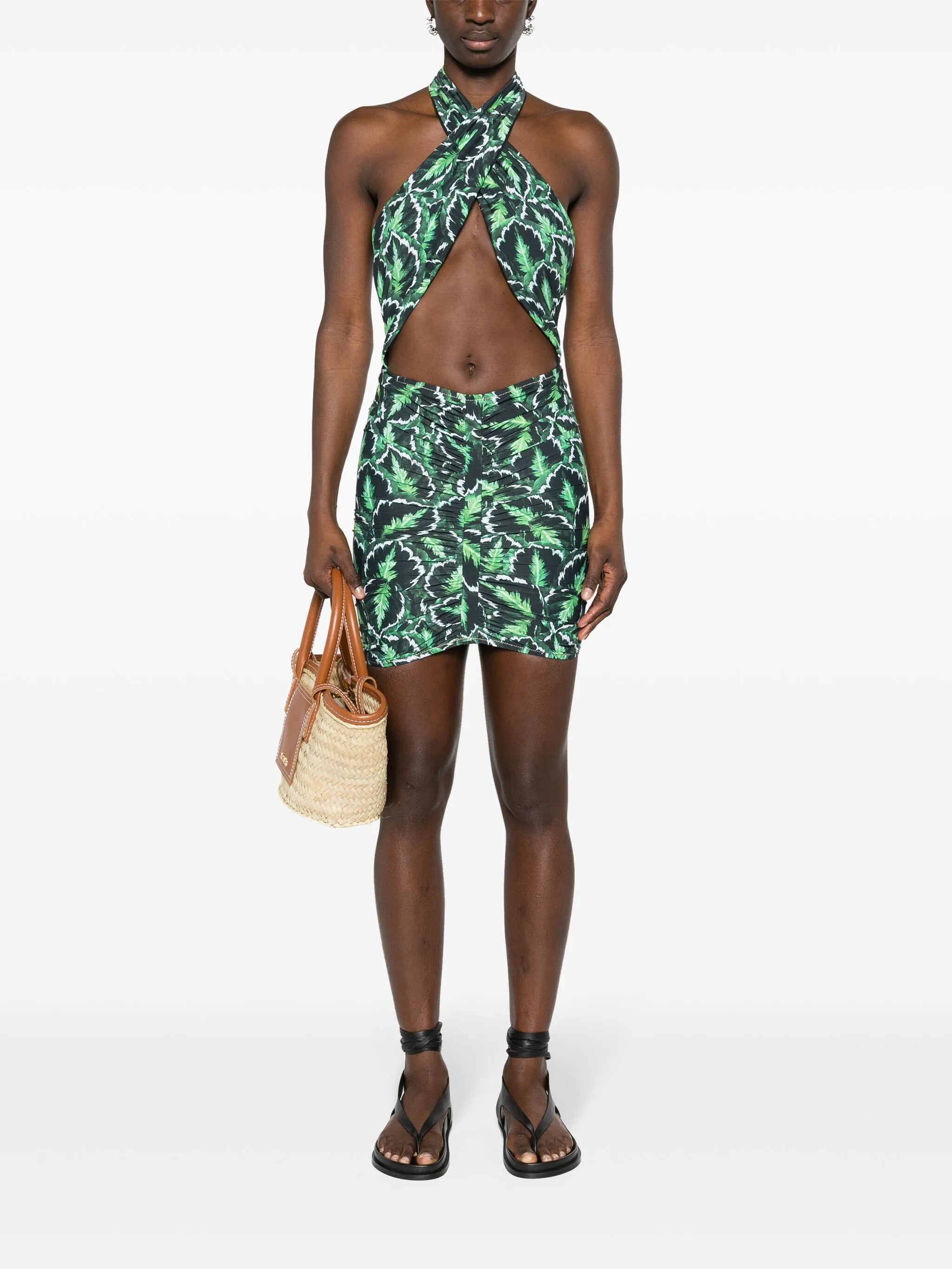 Stallion palm-print minidress