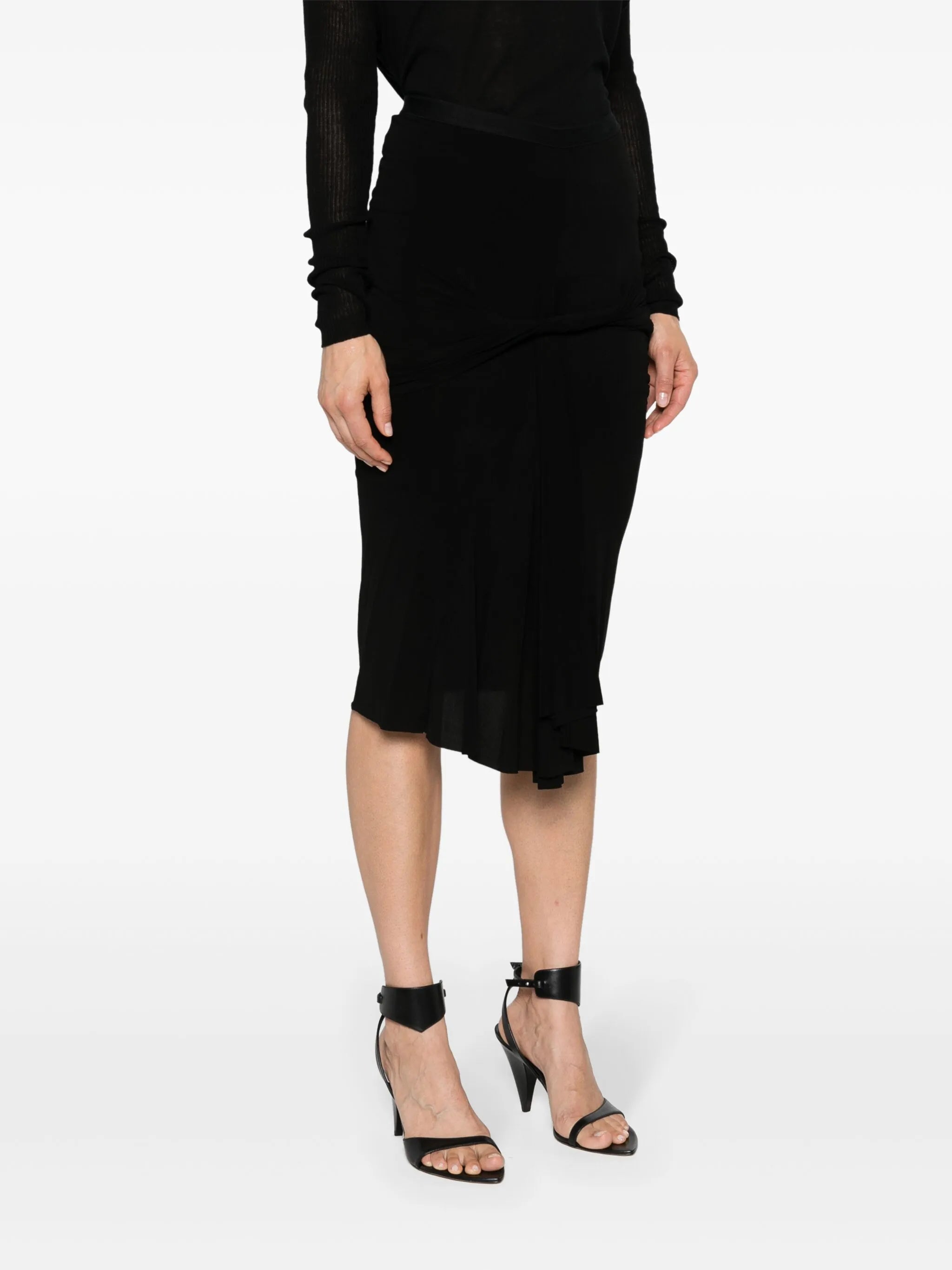 twist-detailing midi skirt