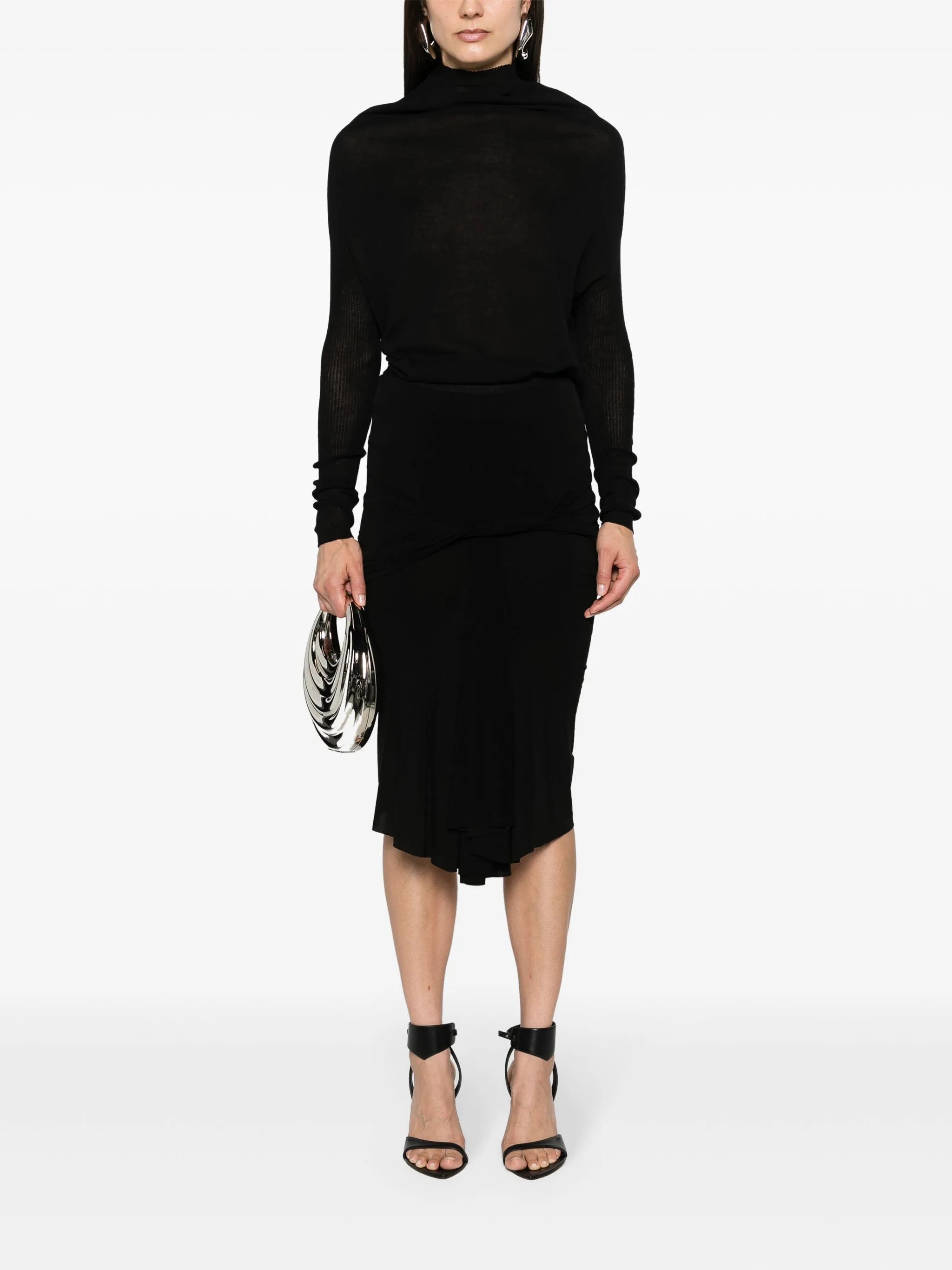 twist-detailing midi skirt
