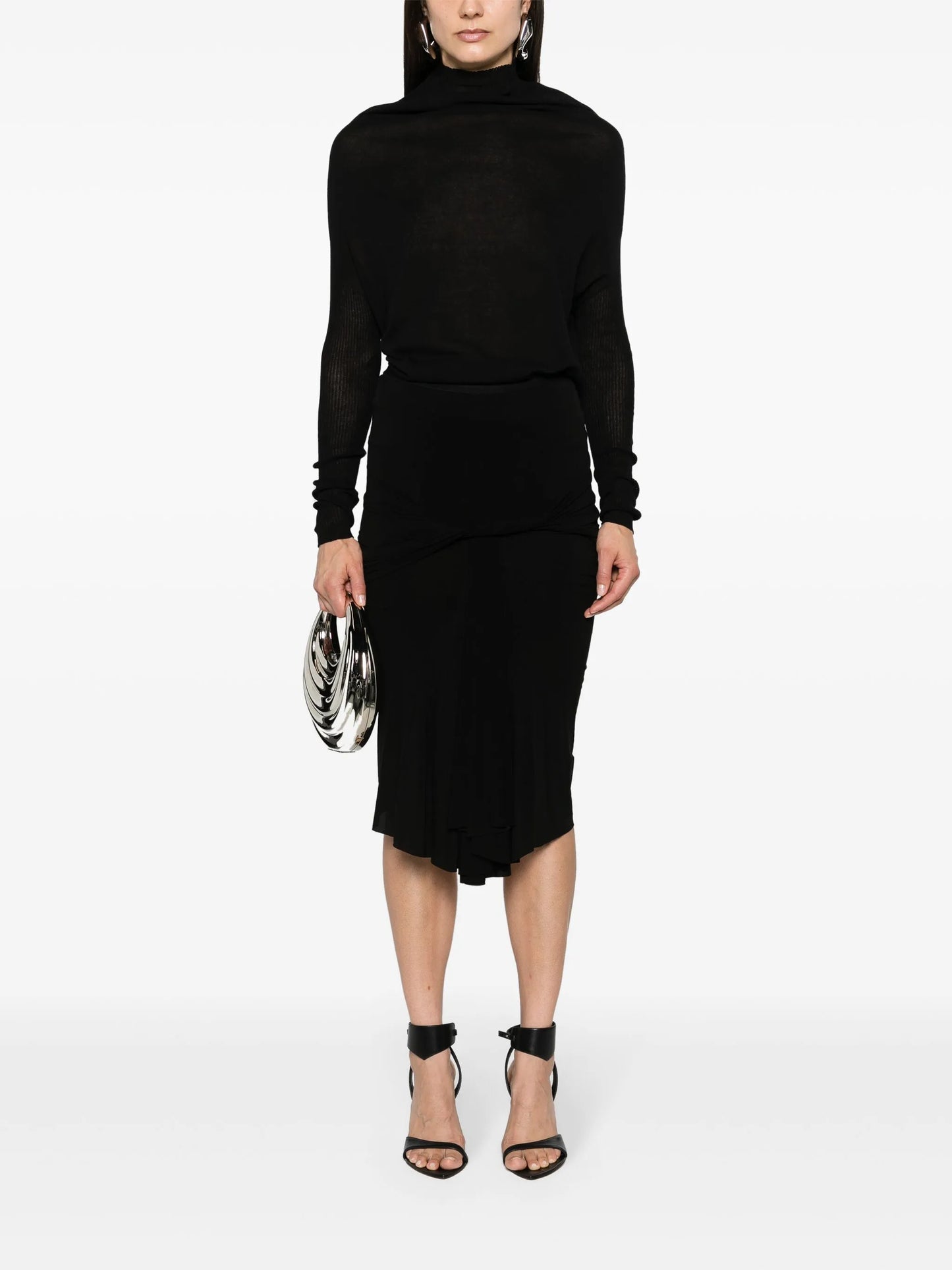 twist-detailing midi skirt