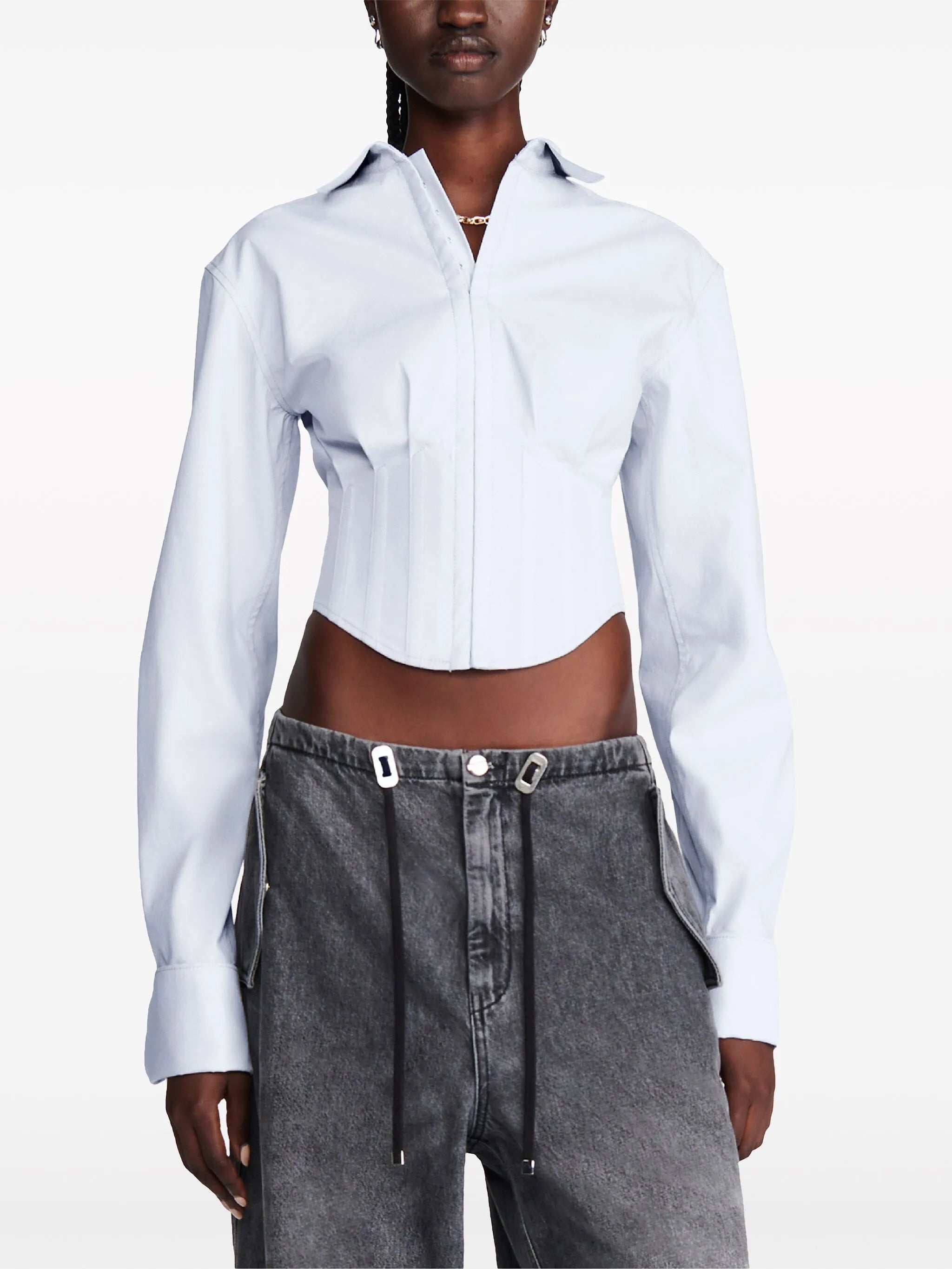 cropped corset-style shirt