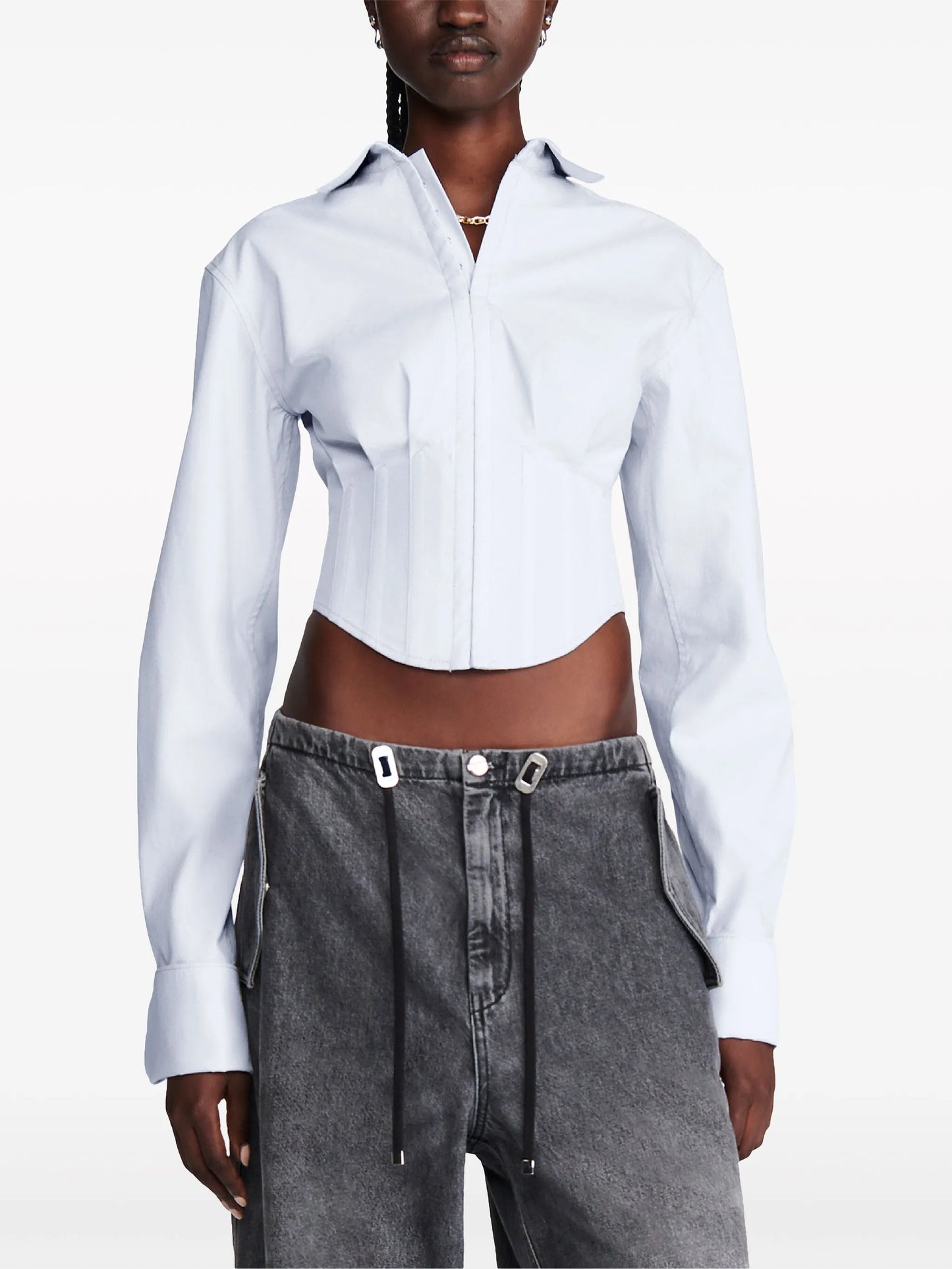 cropped corset-style shirt
