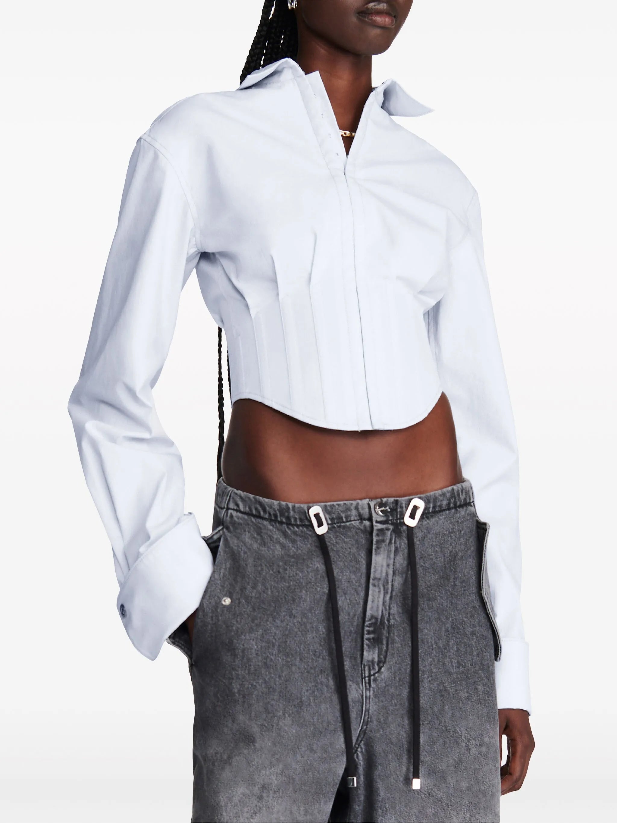 cropped corset-style shirt