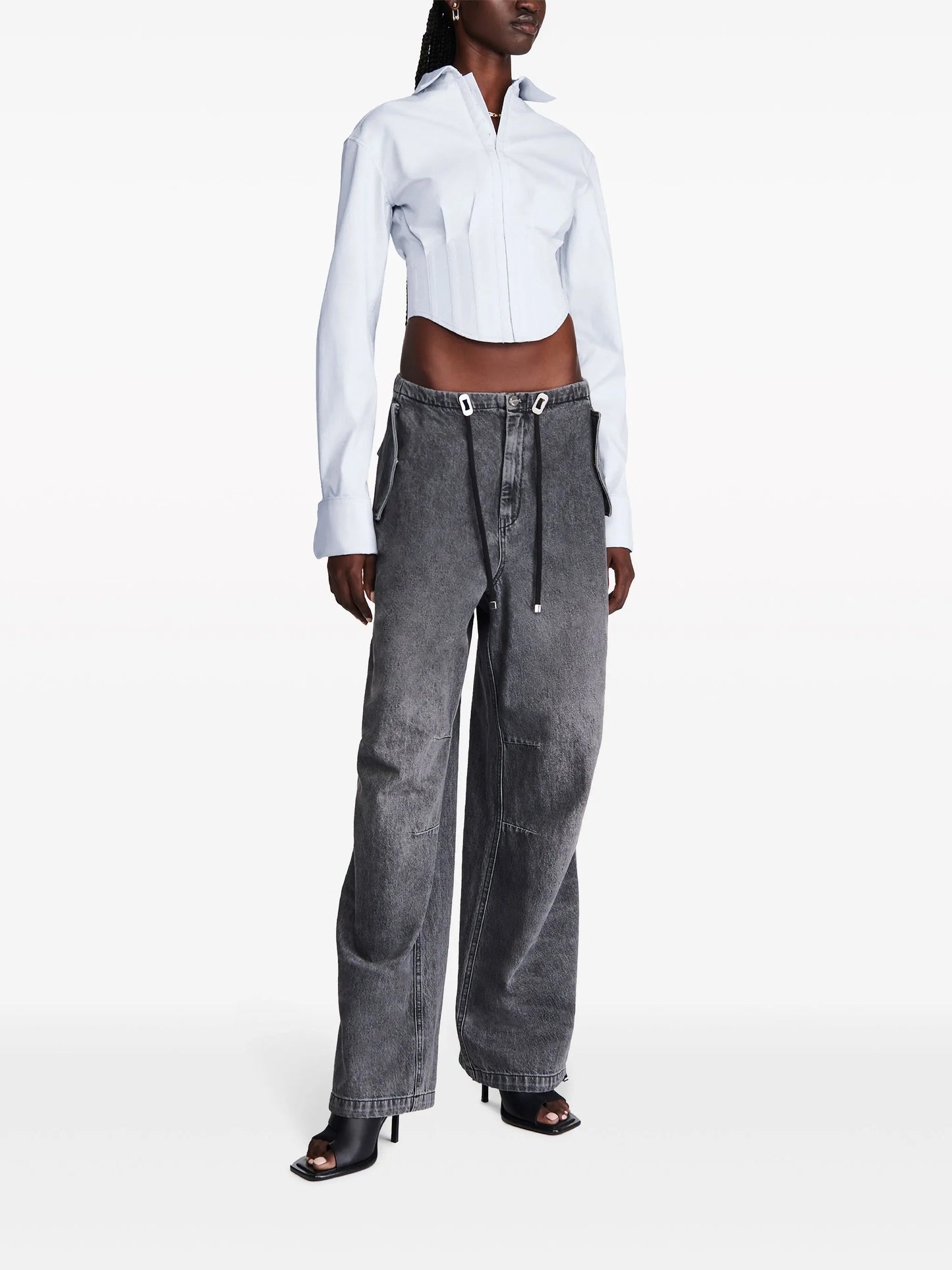 cropped corset-style shirt