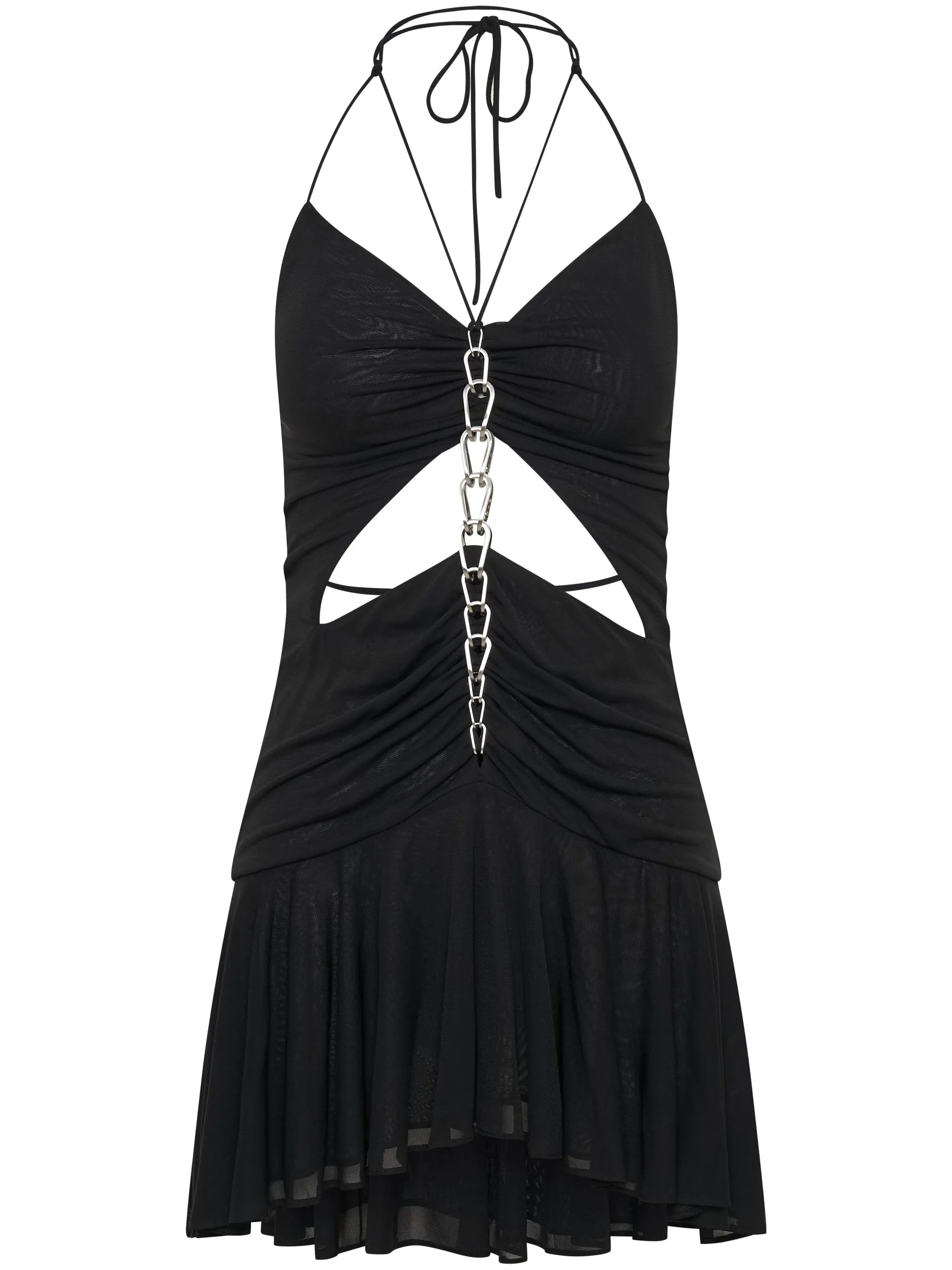 chain-detail halterneck minidress