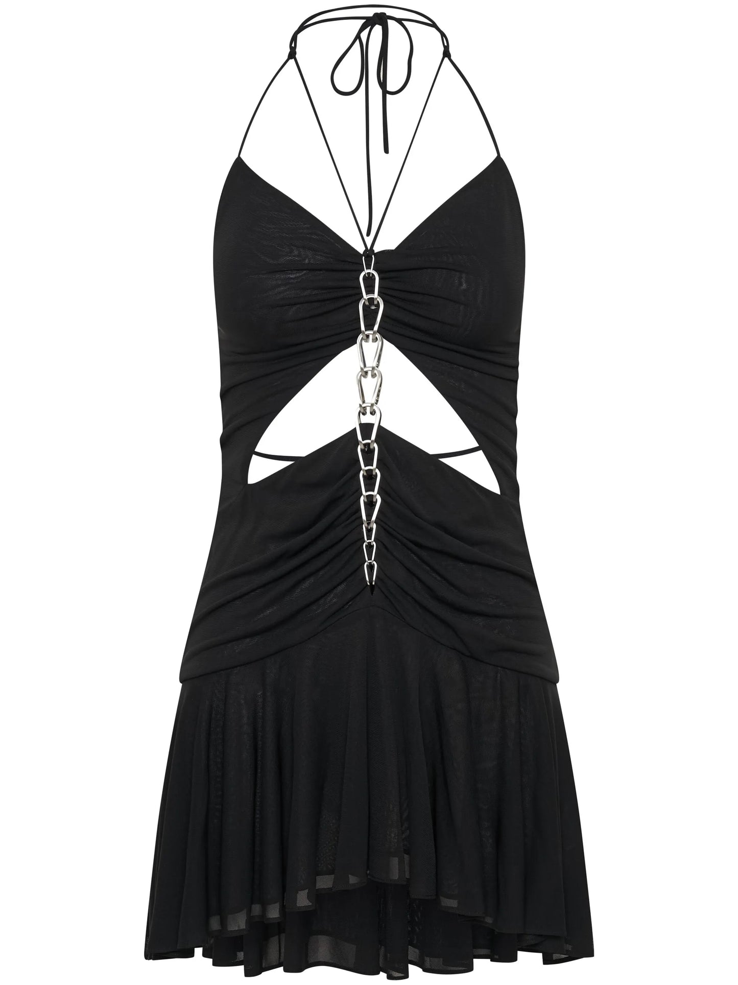 chain-detail halterneck minidress