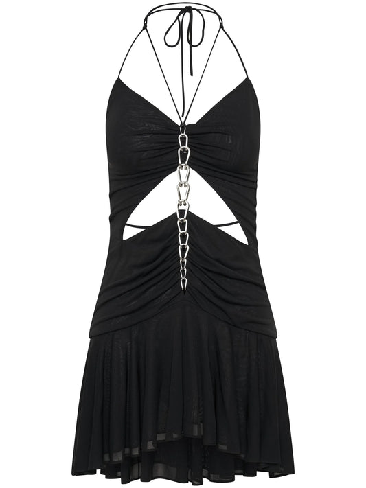 chain-detail halterneck minidress