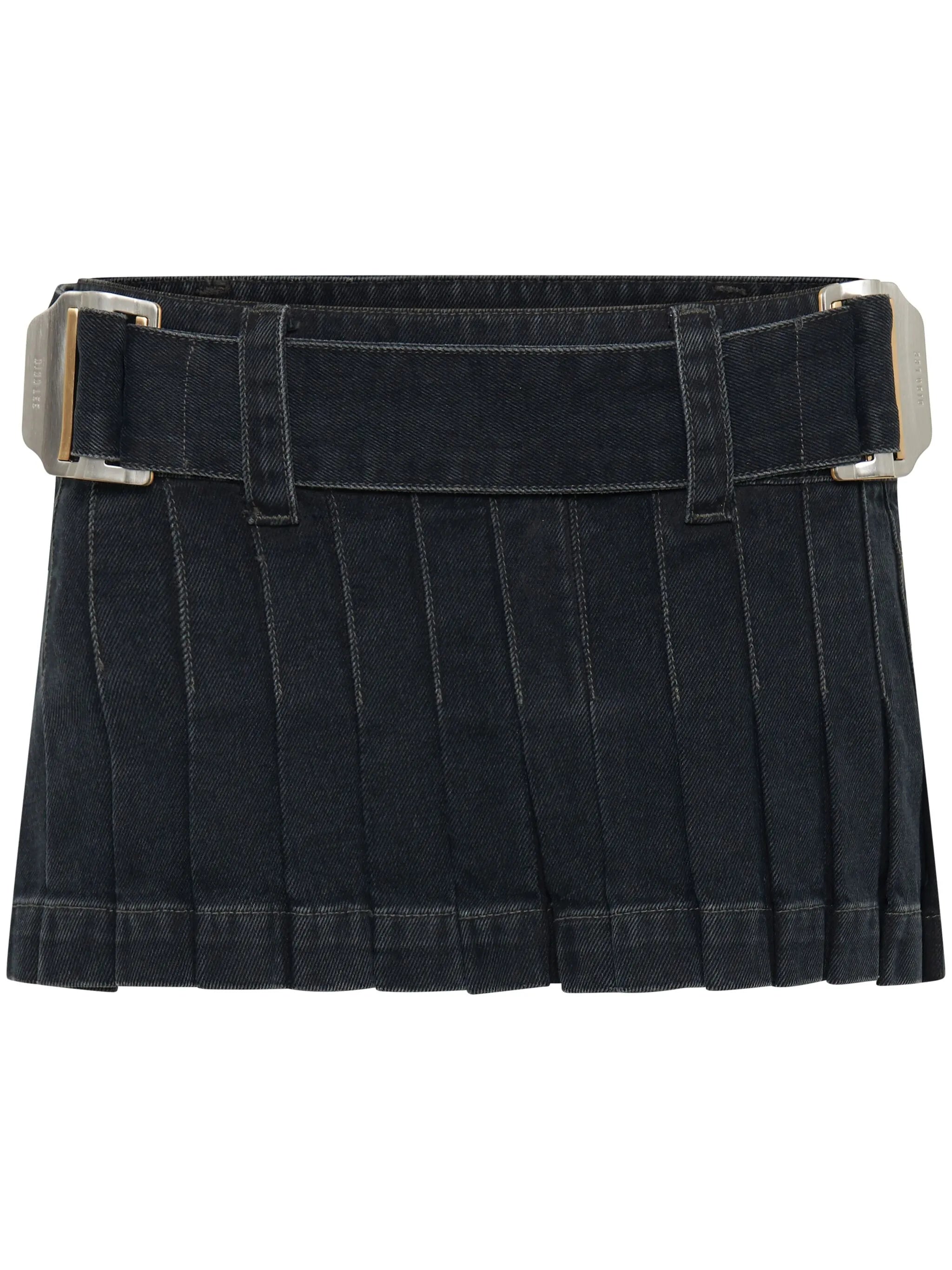 darted denim miniskirt
