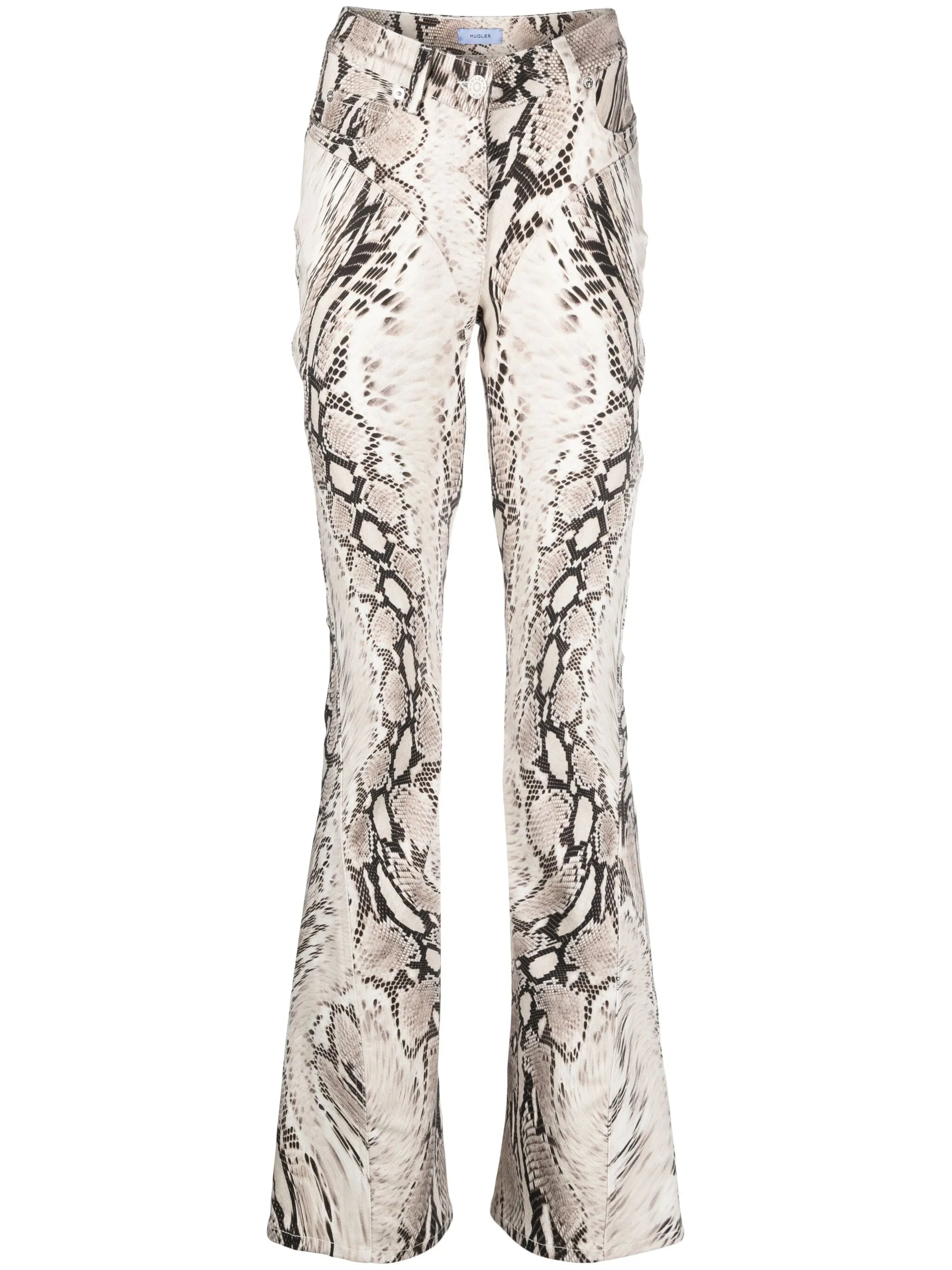 snakeskin-effect flared trousers
