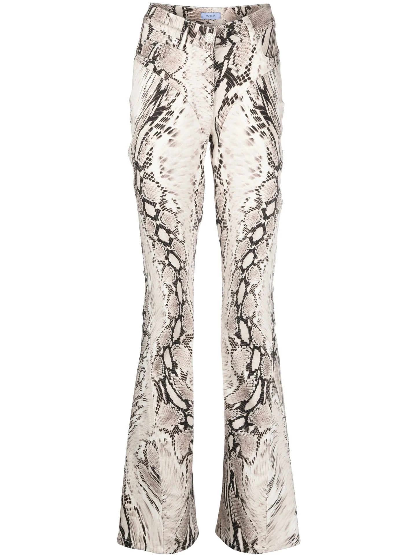 snakeskin-effect flared trousers
